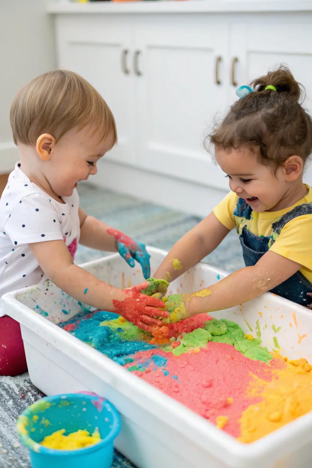 Fascinating oobleck offering a unique sensory experience for curious toddlers.