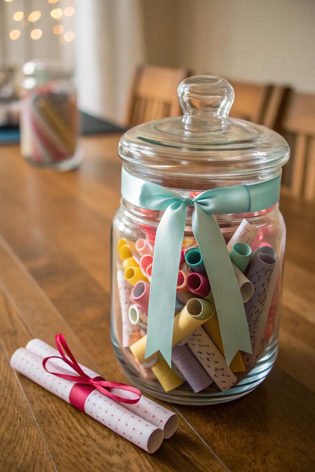 A memory jar filled with special notes is a sentimental birthday gift.