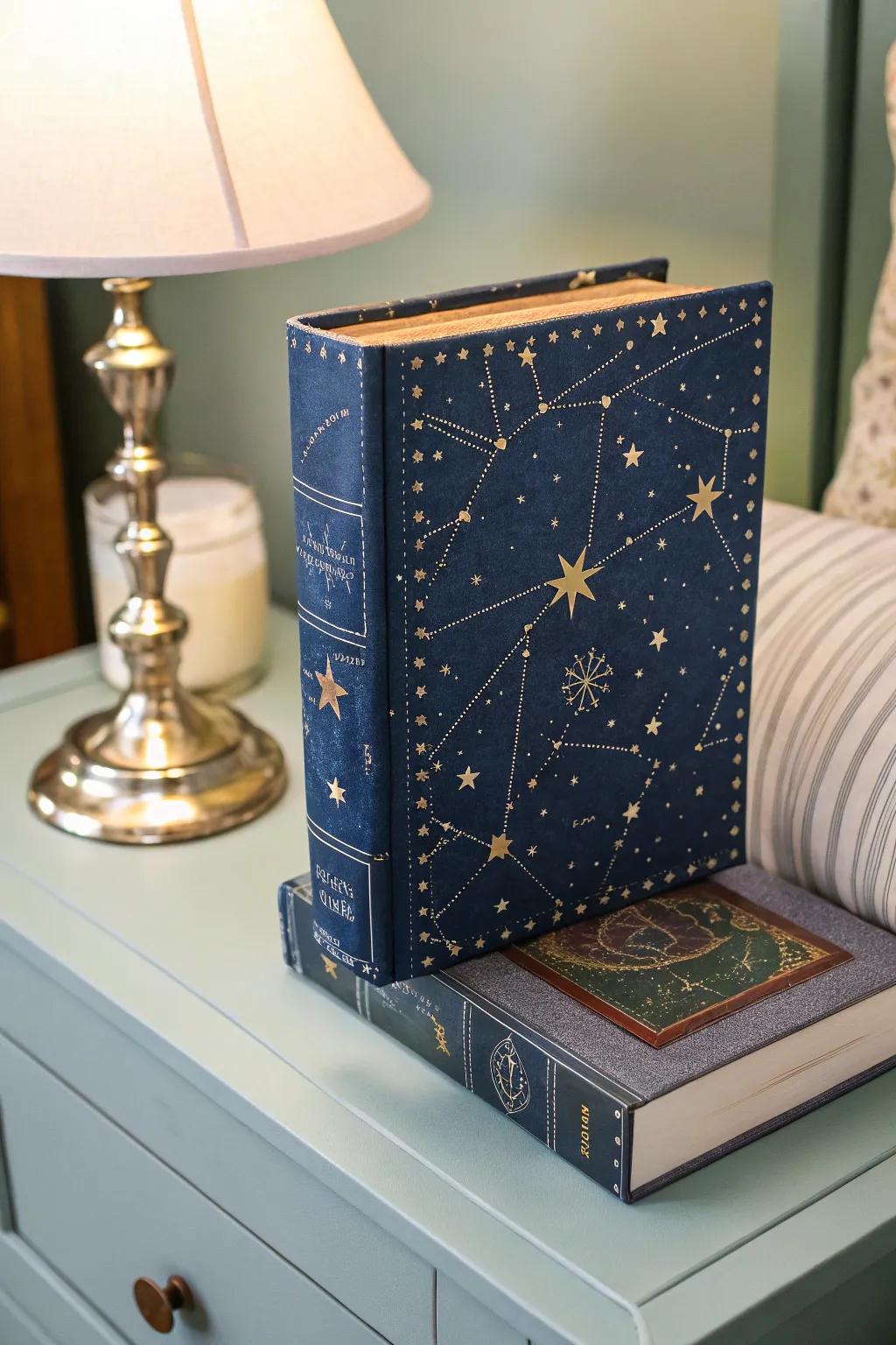 A celestial stars book box brings the night sky indoors.