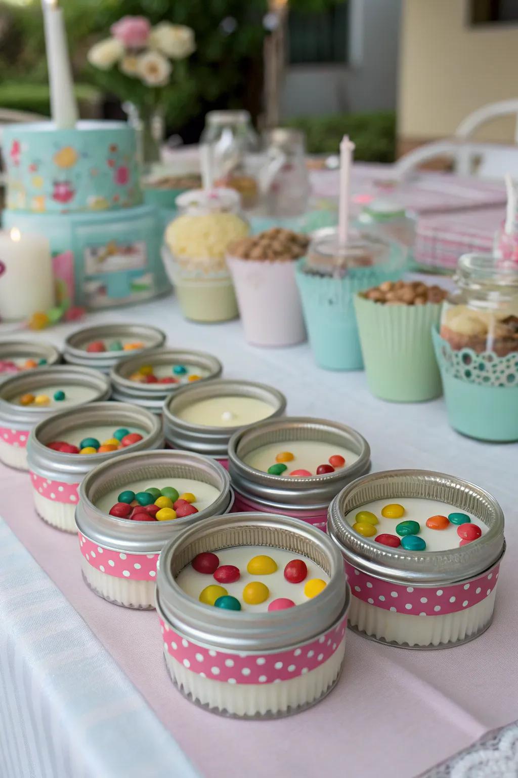 Add a personal touch to celebrations with themed party favors from candle lids.