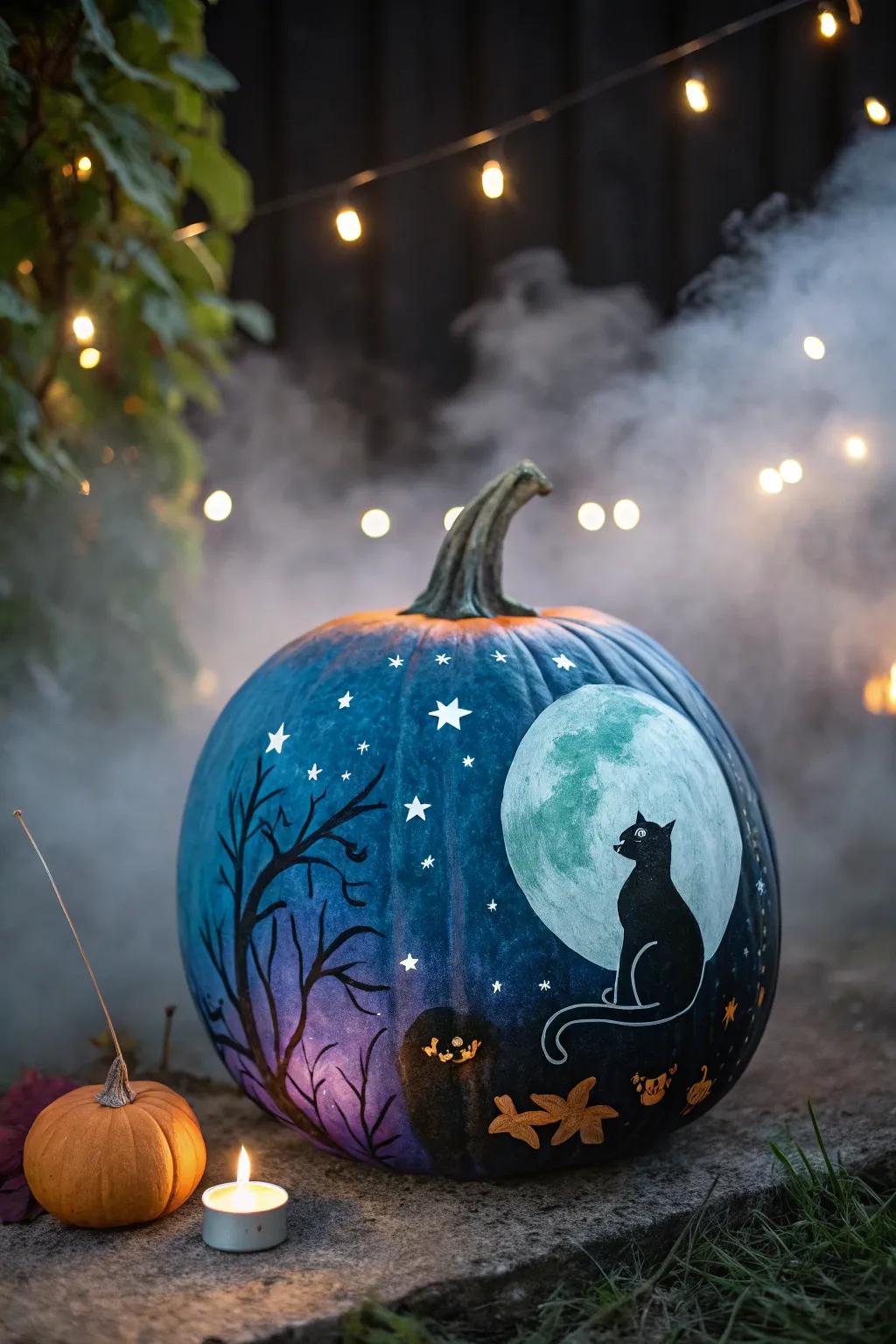 Cosmic cat pumpkin, bringing the universe indoors.