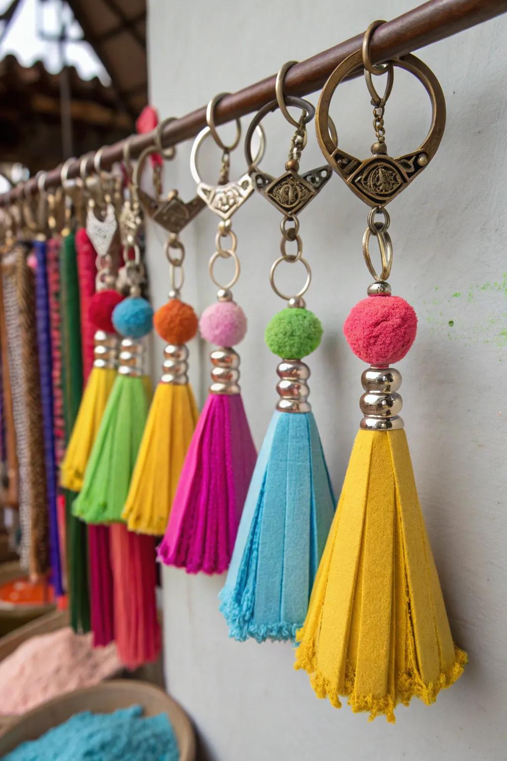 Chalk powder keychains are a stylish way to organize your keys.