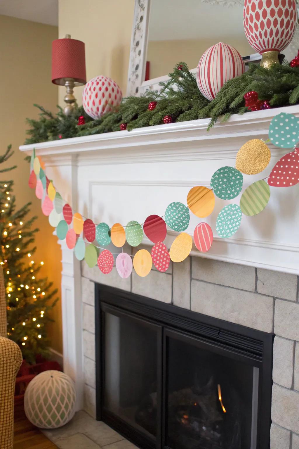 Add cheer to your home with a paper ornaments garland.