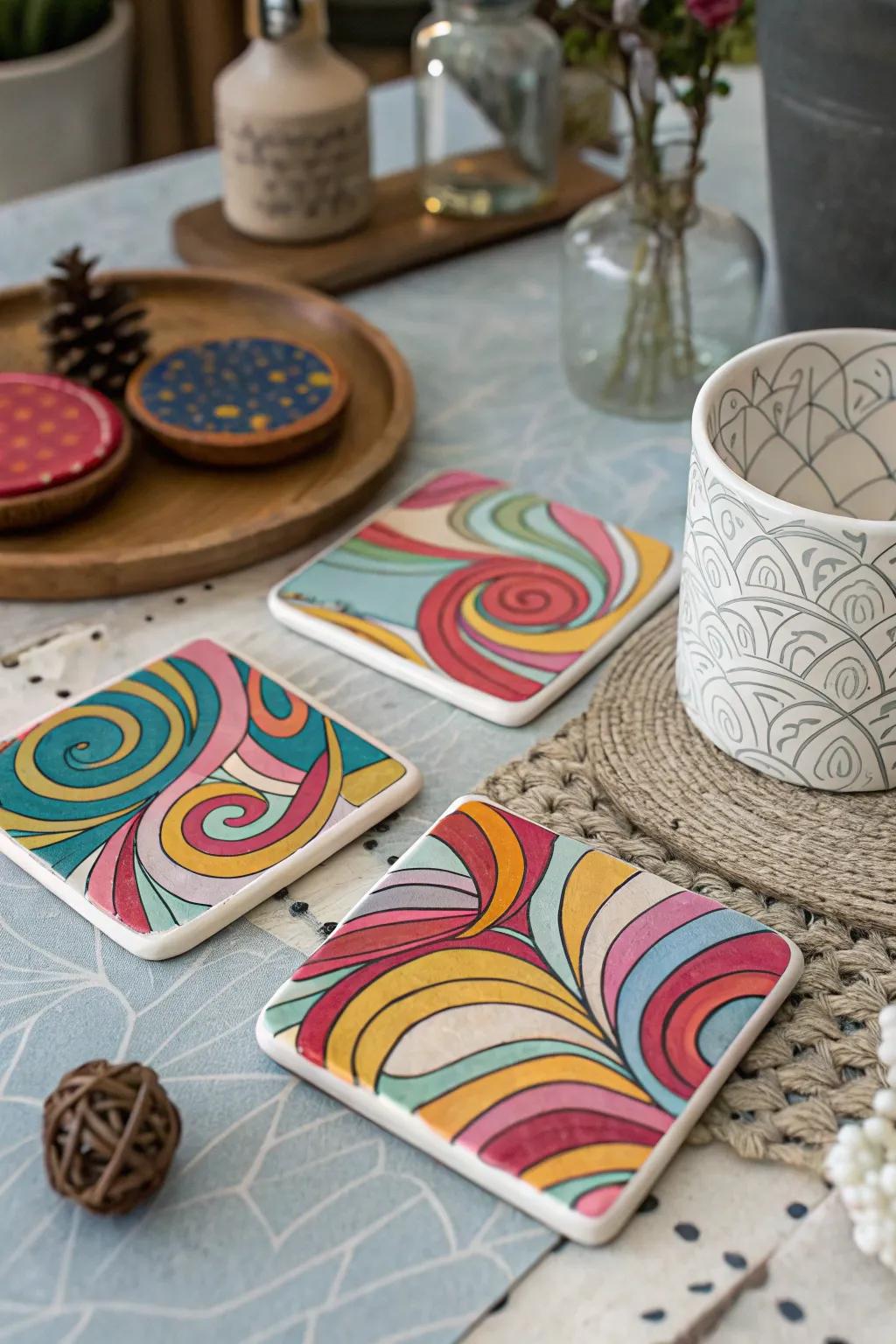 Abstract art coasters bring a unique and creative touch to your space.