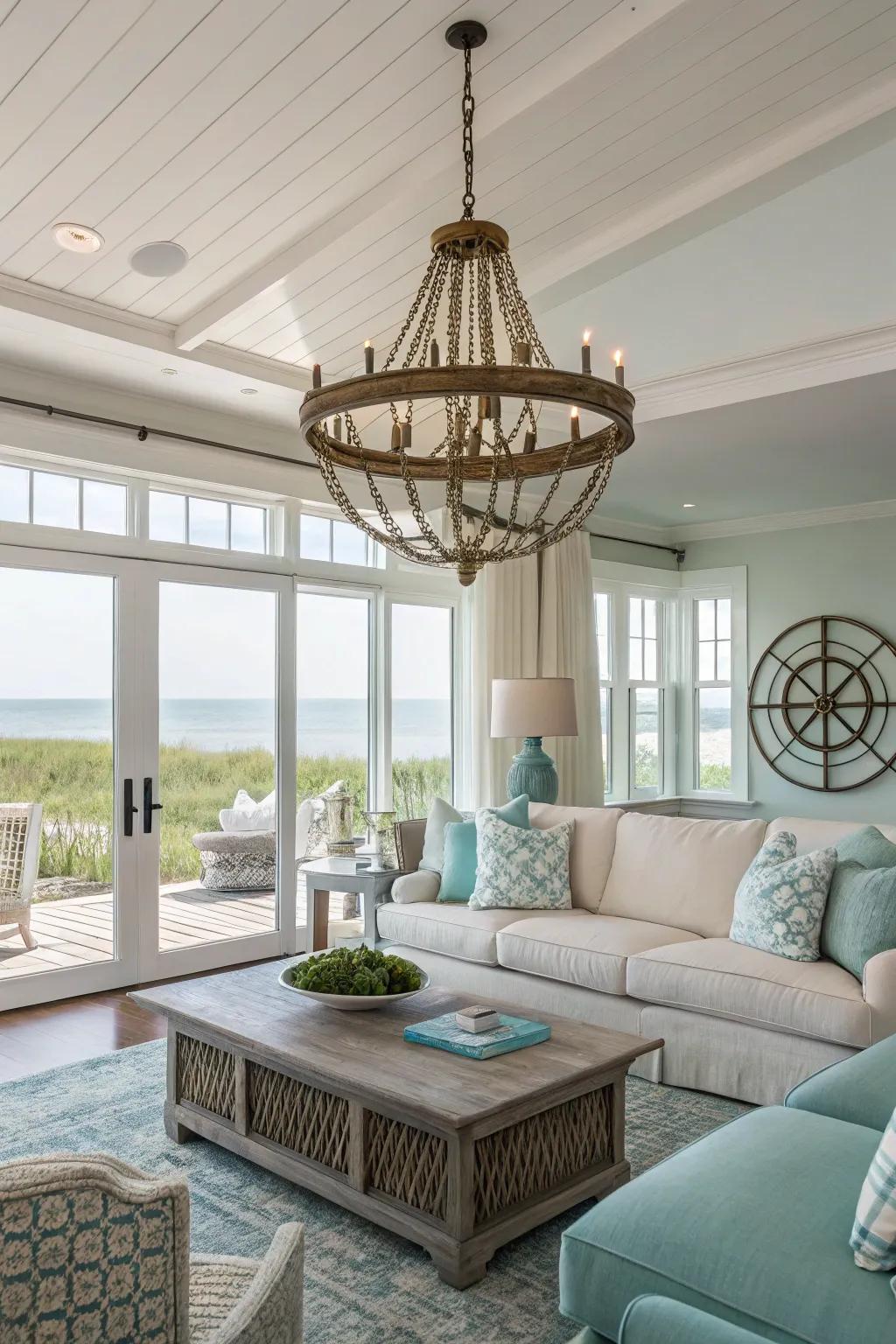 Modern coastal chandeliers offer a sophisticated take on seaside style.