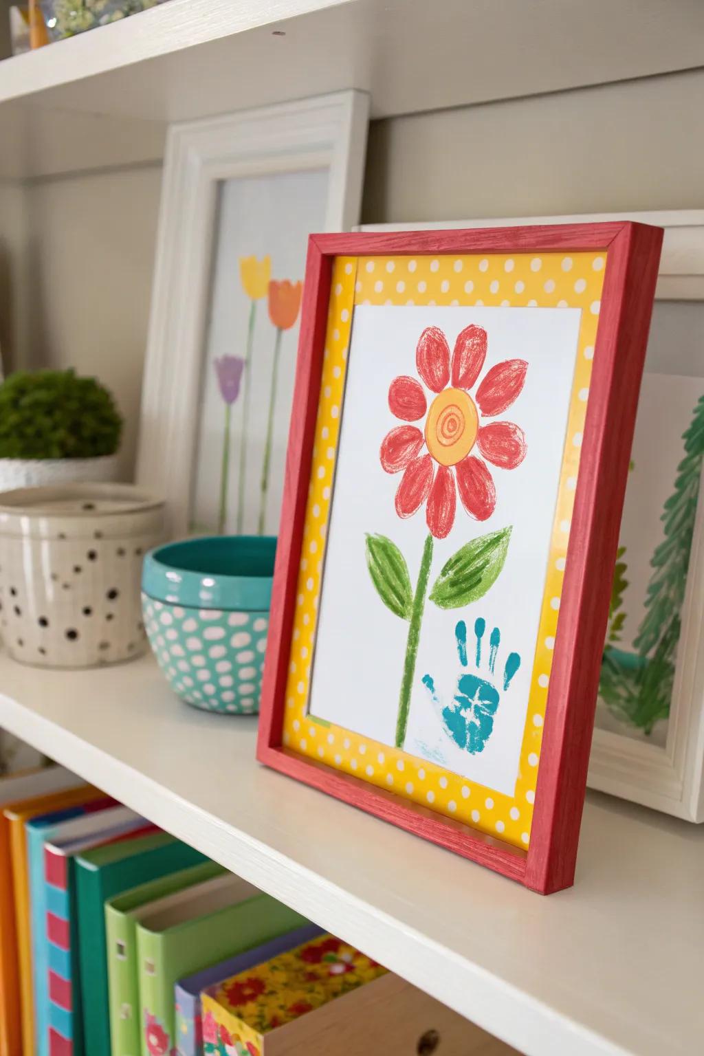 A heartwarming handprint flower, a cherished memory of little hands.