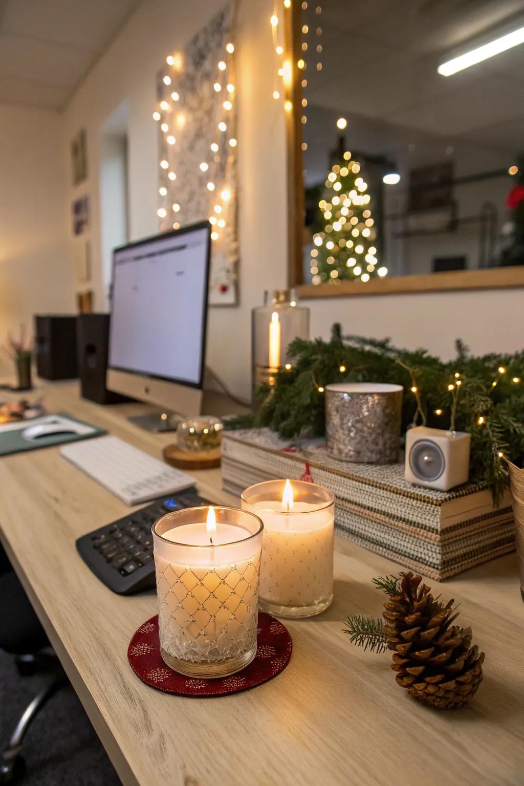 Holiday scents and sounds enhance the festive atmosphere in your office.