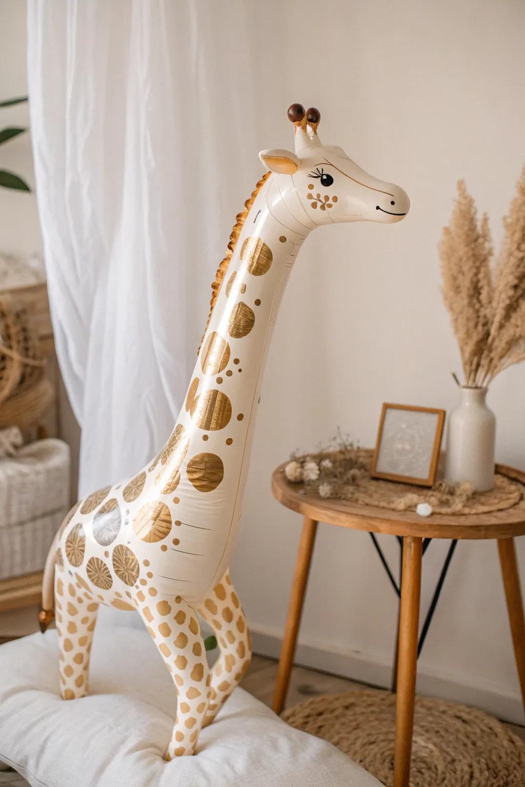Elevate your decor with the charm of a handcrafted balloon giraffe, where simplicity meets natural beauty.