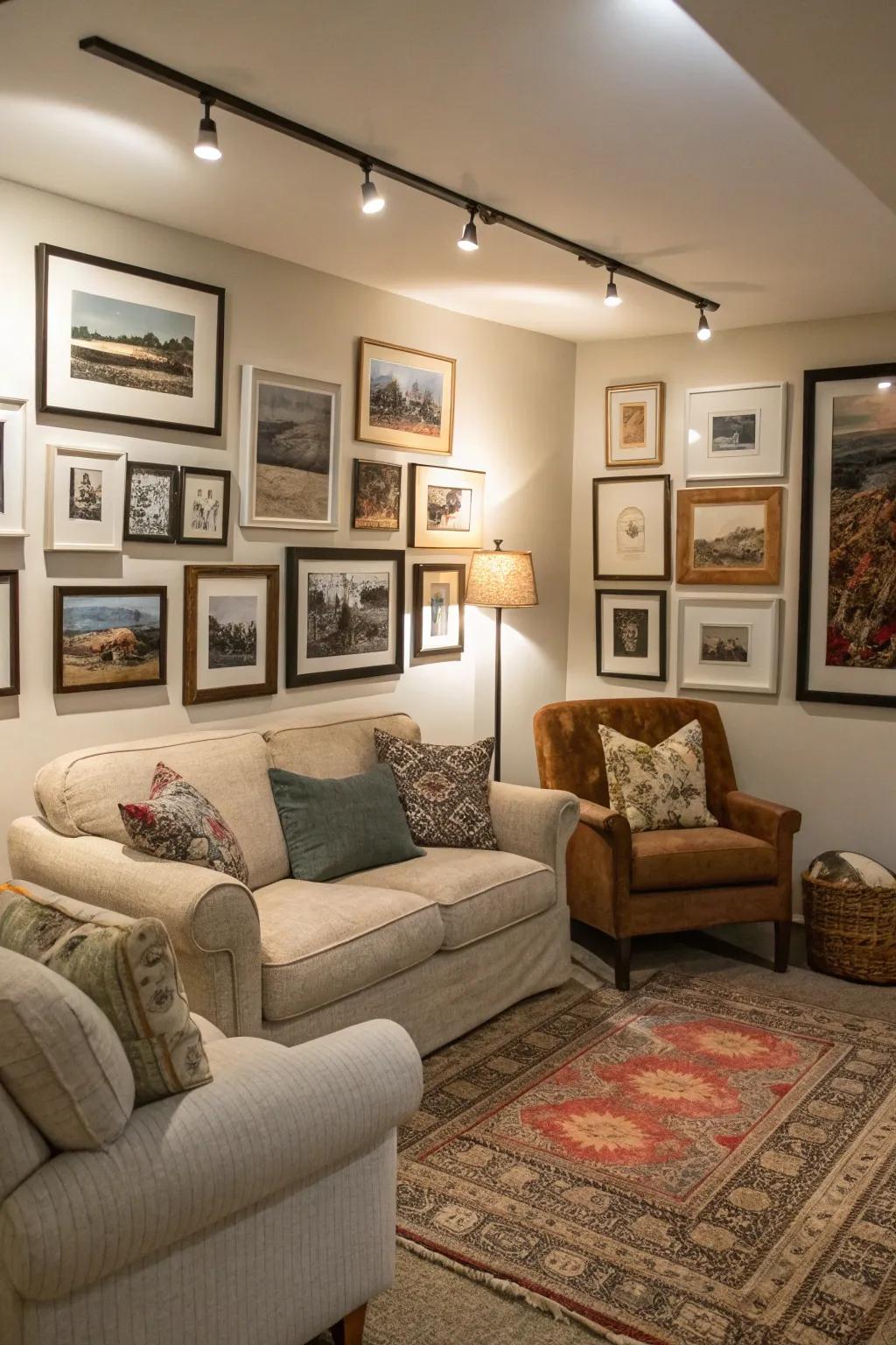 Utilize wall space for art and personal items.