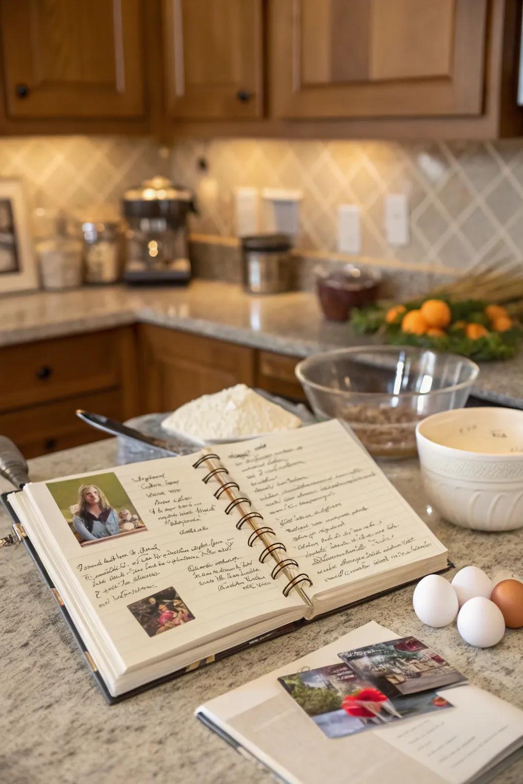 A personalized recipe book filled with cherished recipes.