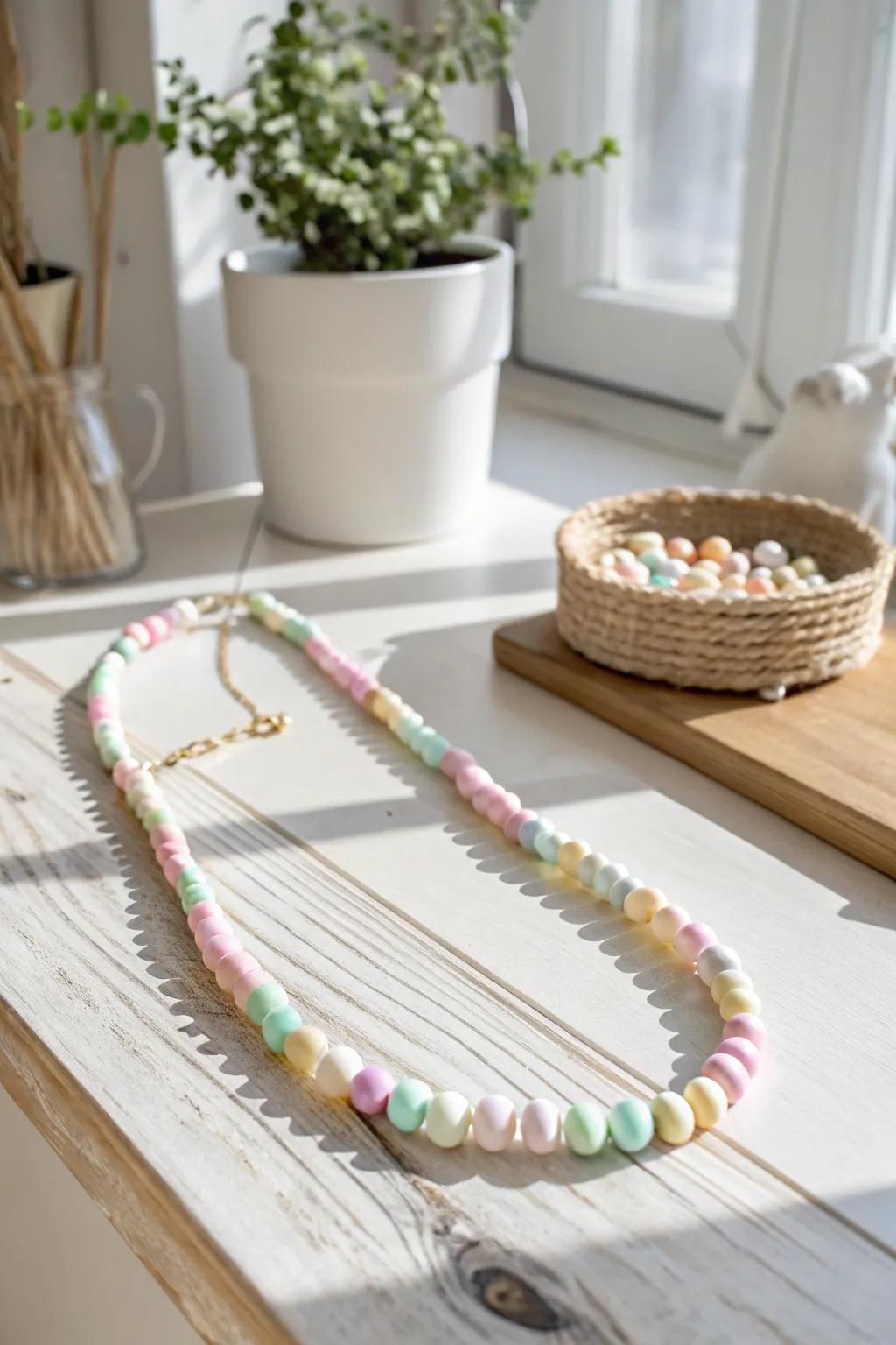 Add a sweet touch to your decor with a candy necklace garland — where minimalist elegance meets playful whimsy.