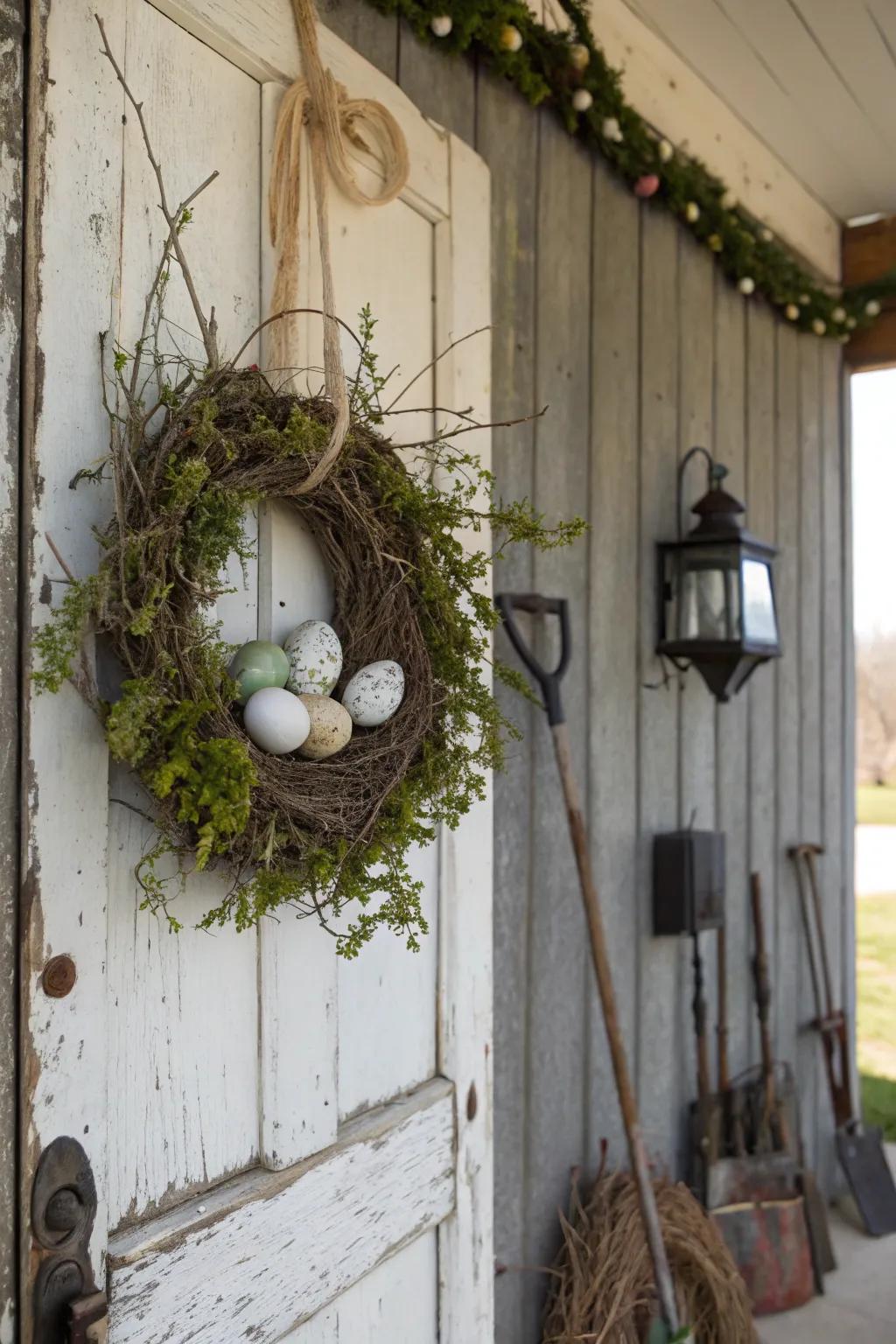 Capture spring's essence with a bird nest wreath.