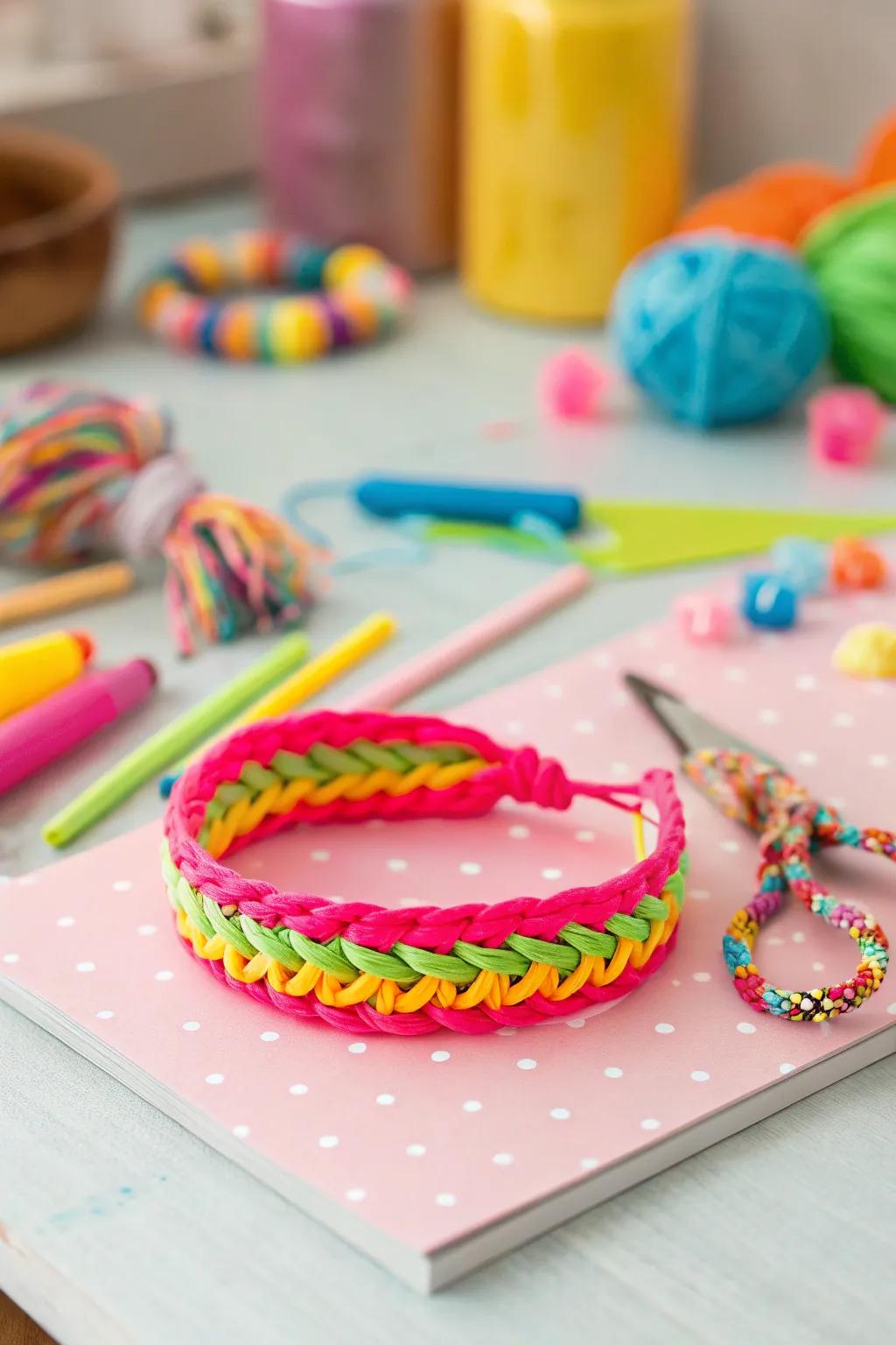 Bright and fun, gimp bracelets are a summer classic.