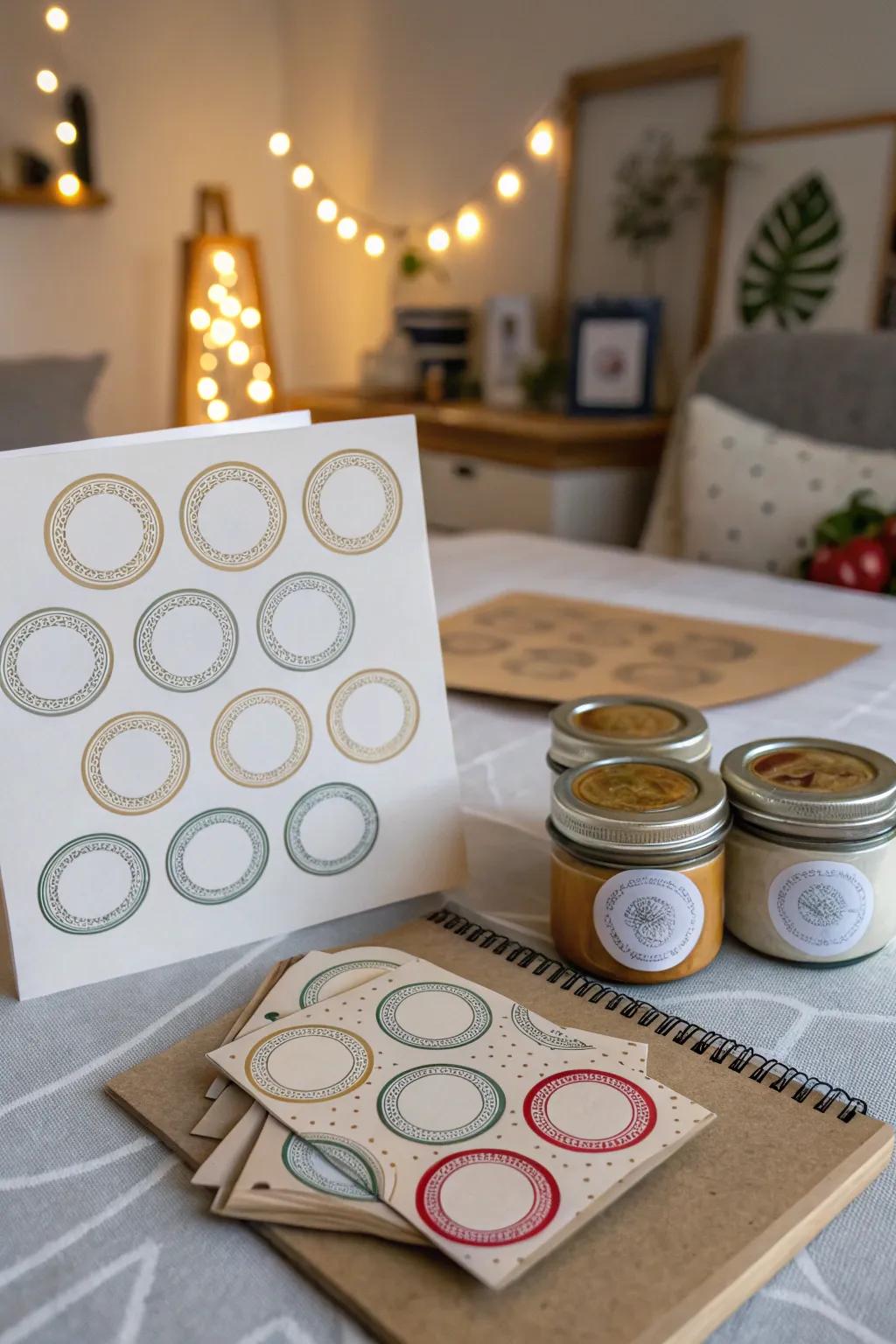 Jar lids provide circular frames perfect for DIY projects.