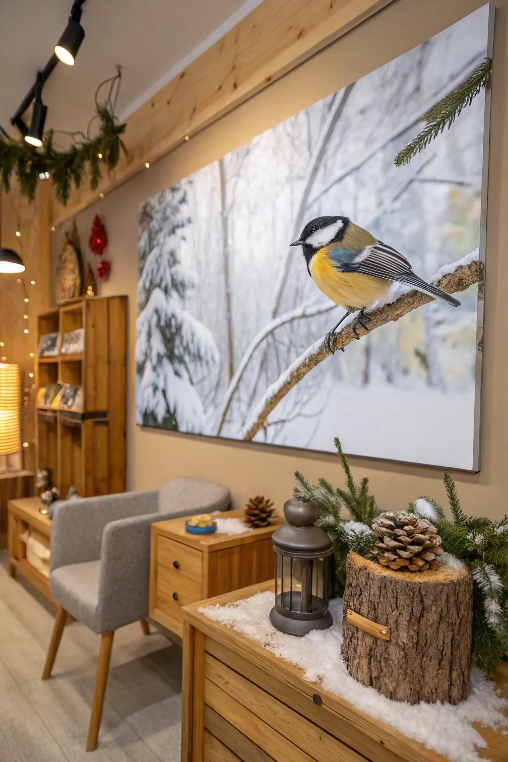 Celebrate the charm of winter birds with a chickadee painting.