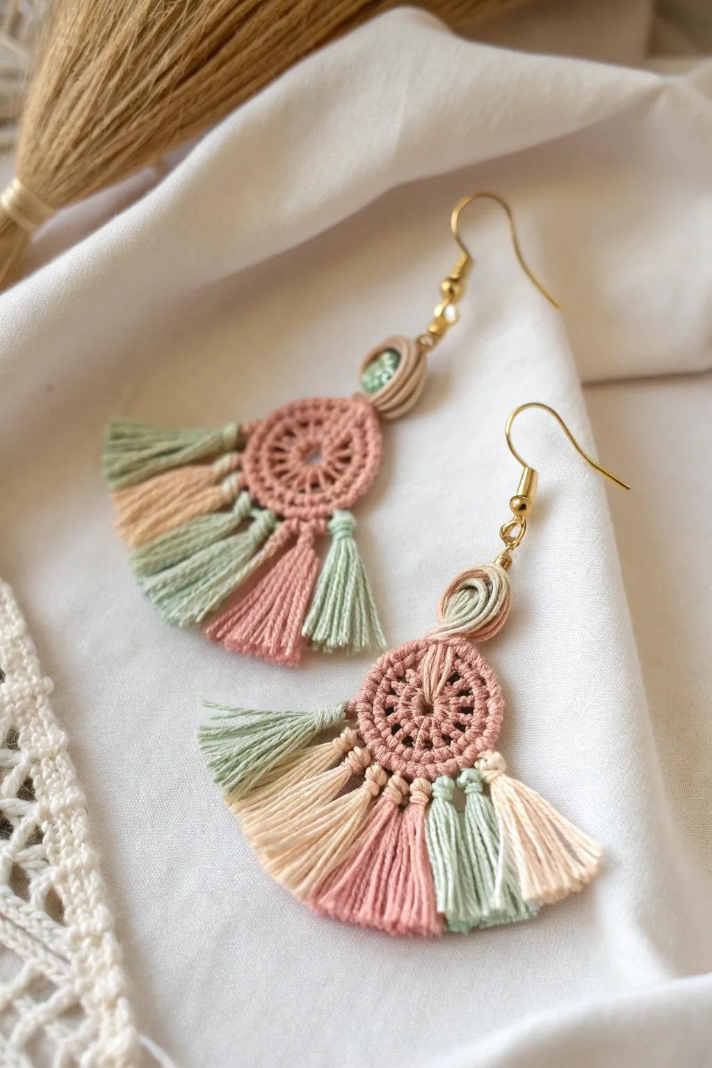 Elevate your style with these handcrafted crochet earrings, where vibrant embroidery floss meets minimalist elegance.