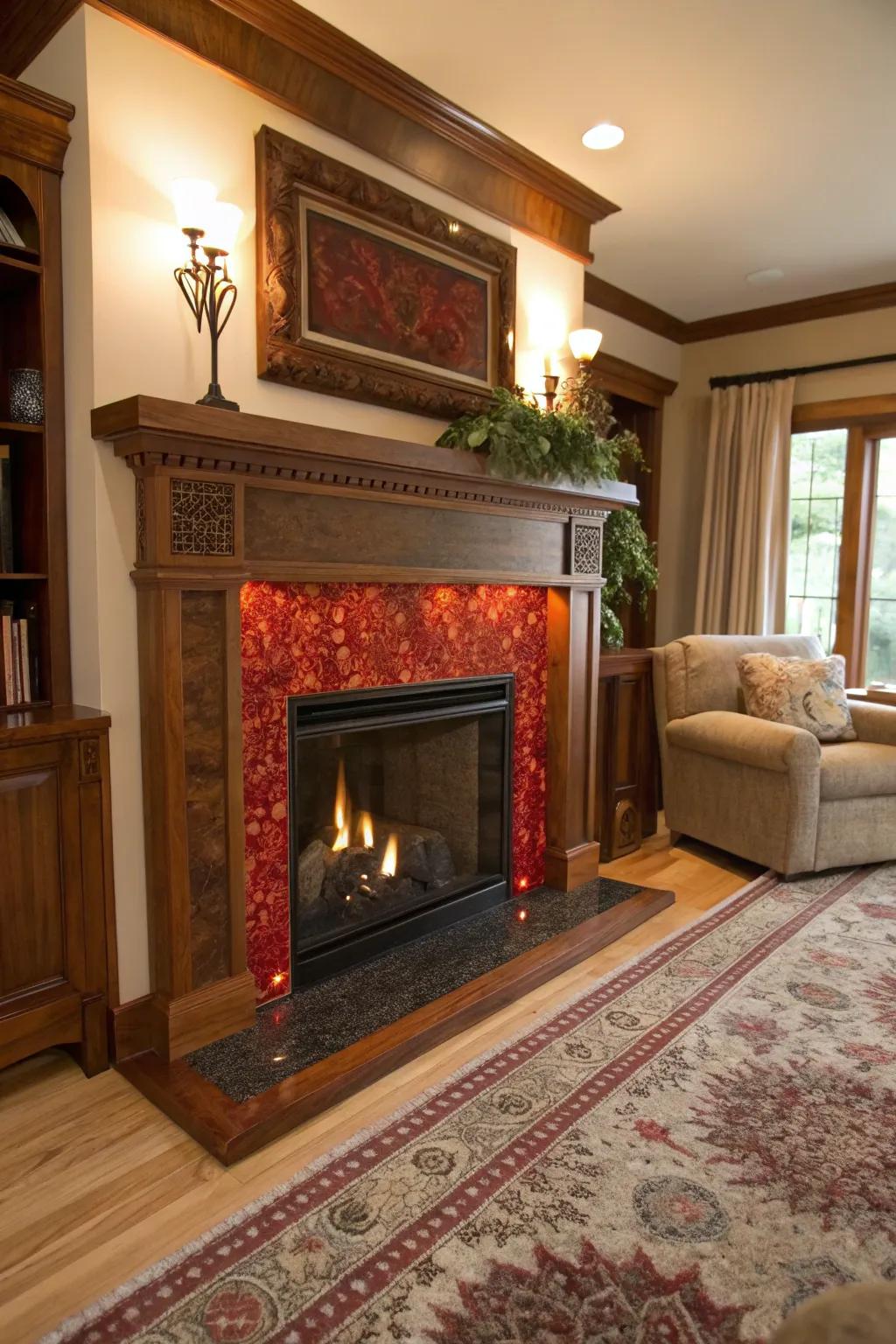 Epoxy inlay mantel, setting the scene for a cozy evening.