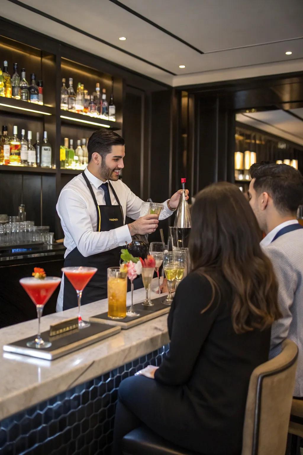 Master the art of cocktail making in a vibrant mixology class.