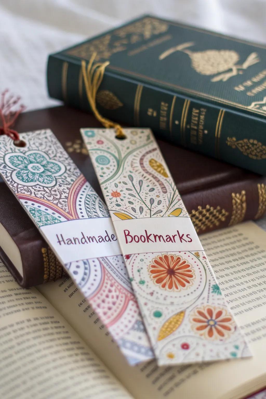 Decorative bookmarks add a personal touch to every book.