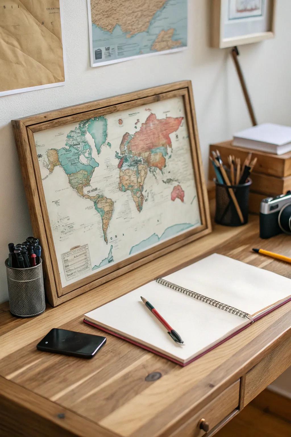 Chart your adventures with a vintage map painting for dad.