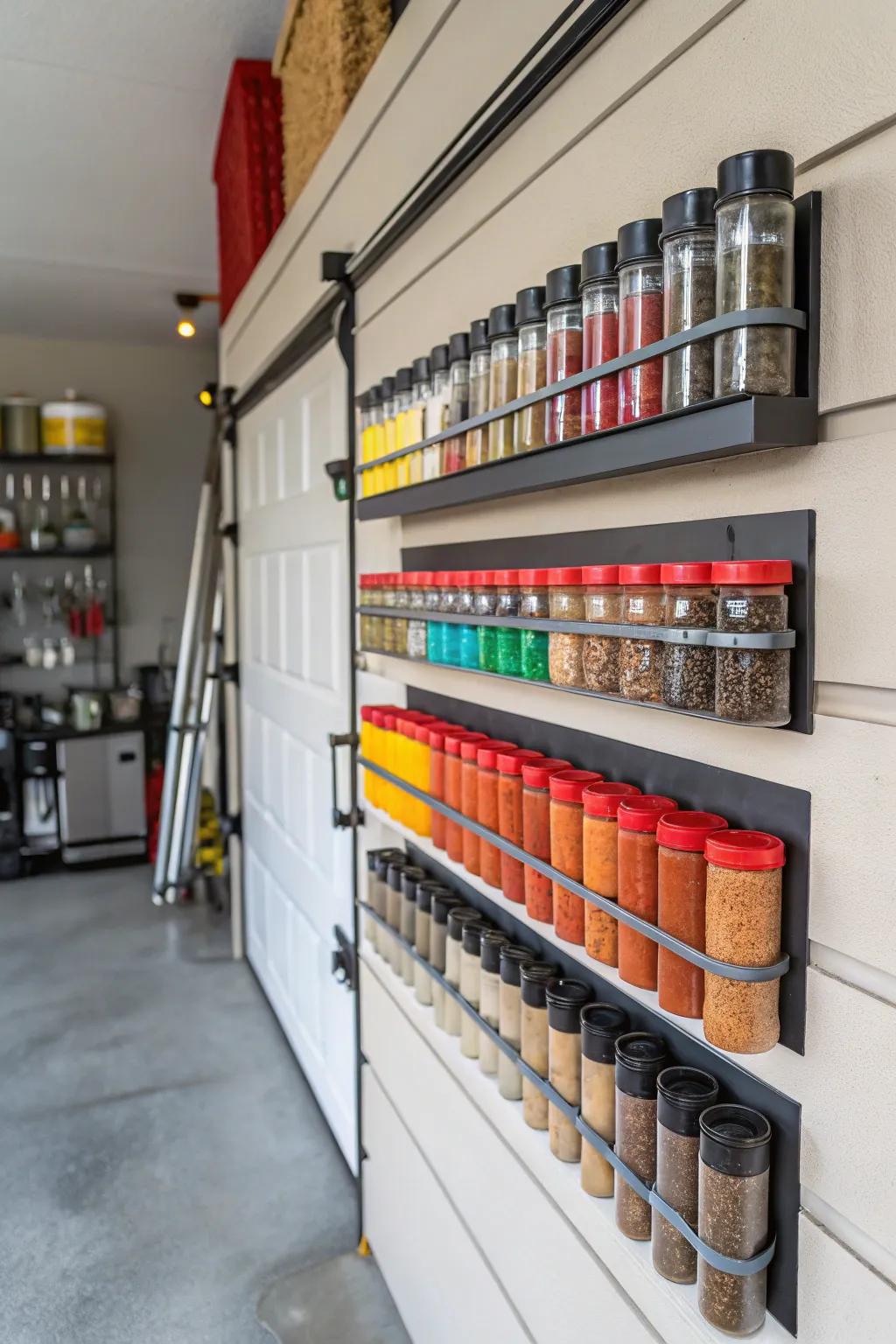 Small organizers keep screws and nails tidy and visible.