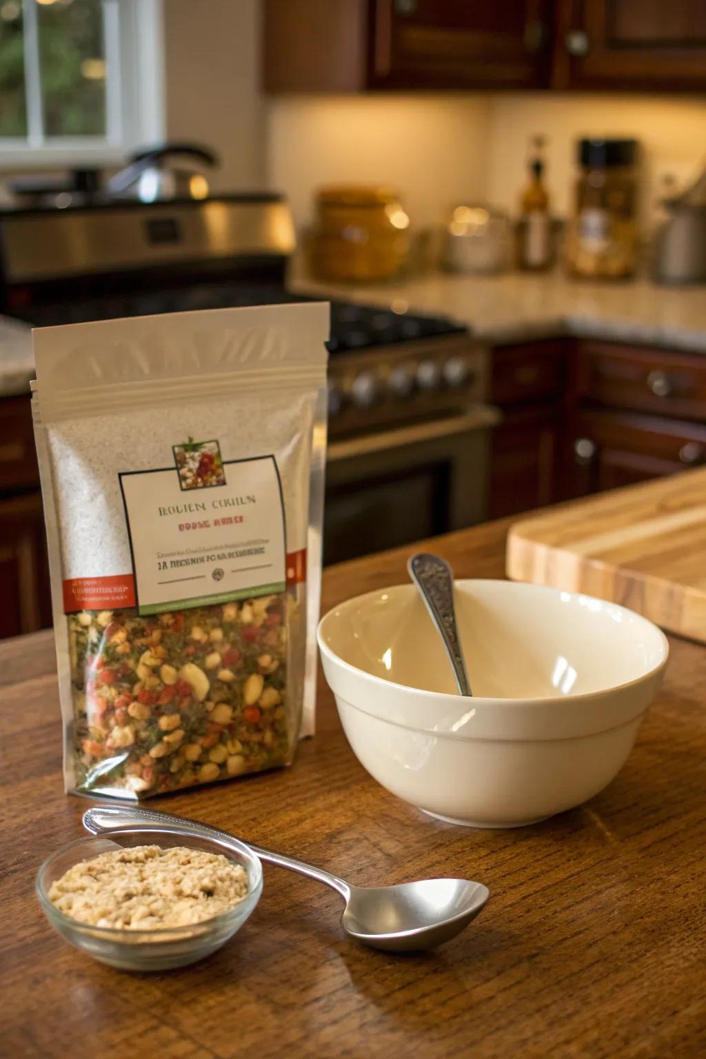 Gourmet soup mix offers a comforting meal option.