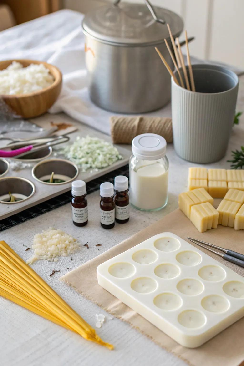 A DIY candle making kit offers a creative and aromatic project.