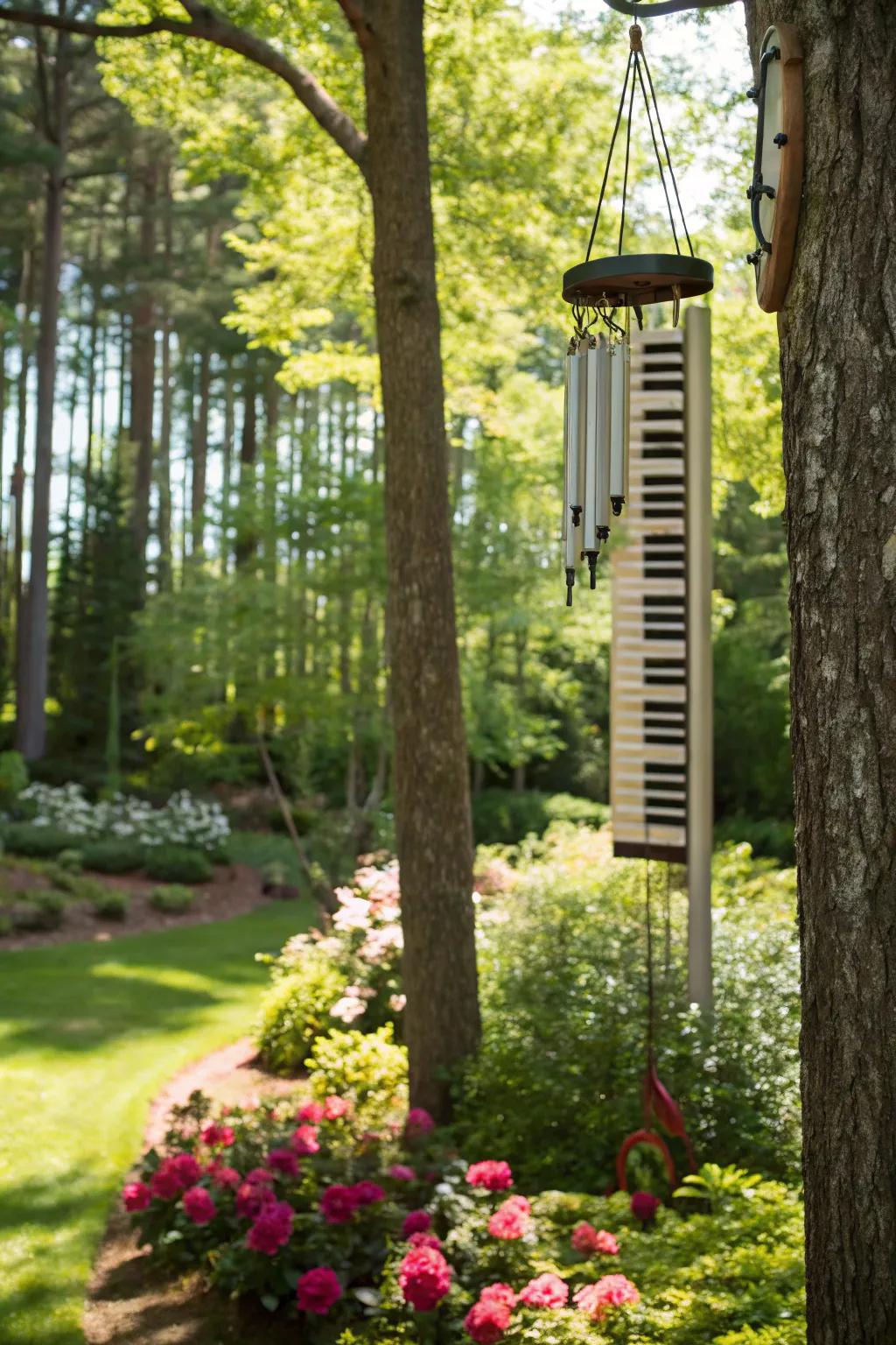 Add melody to the outdoors with a piano key wind chime.