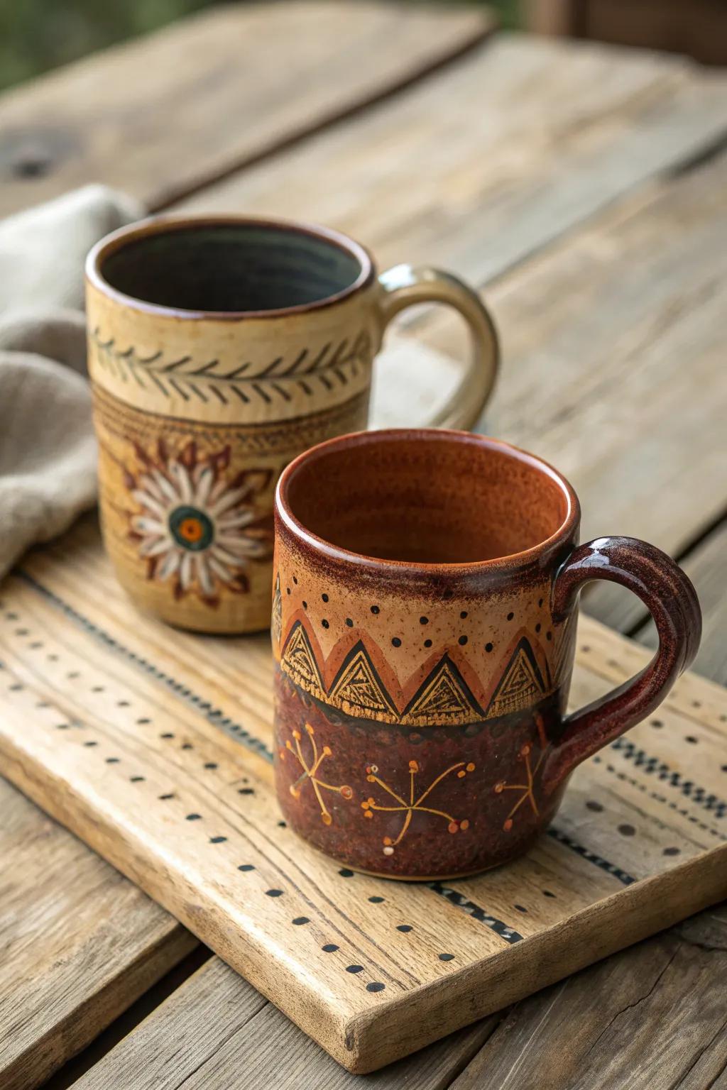 Start the day with handcrafted ceramic mugs.