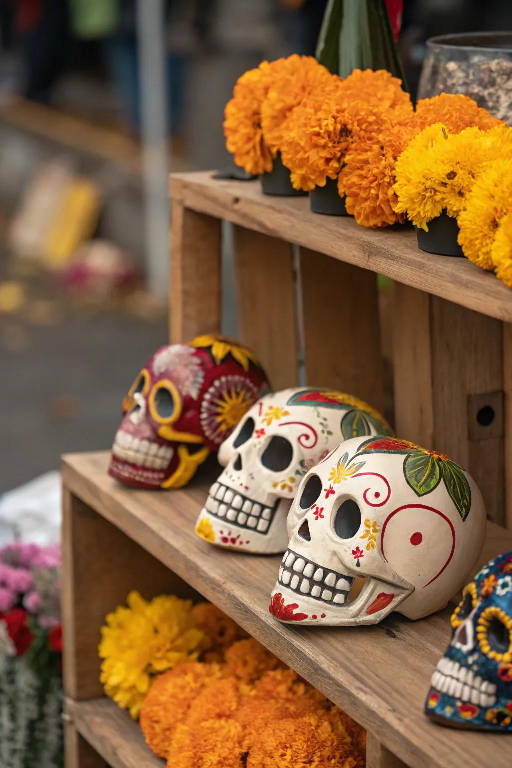 Celebrate cultural traditions with vibrant Day of the Dead figurines.