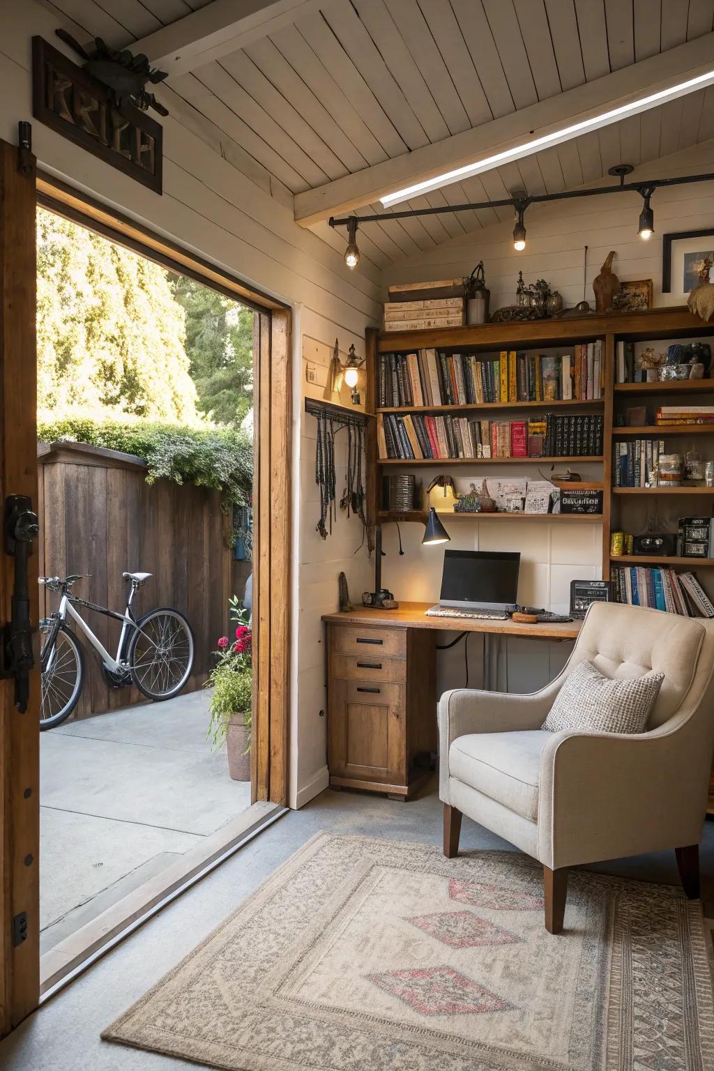 Include a cozy nook for relaxation and inspiration within your workspace.