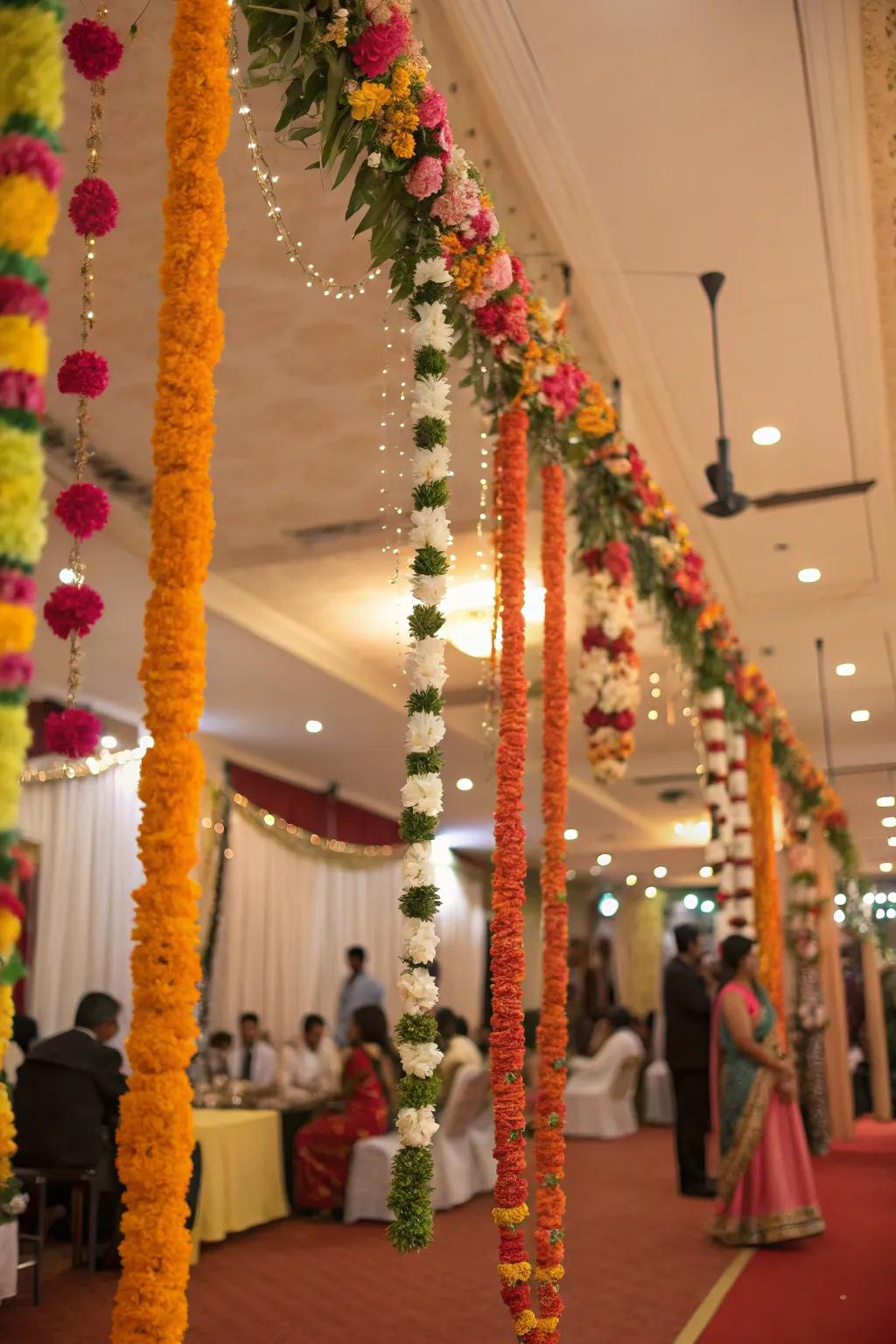 Handcrafted garlands adding personal charm to the decor.