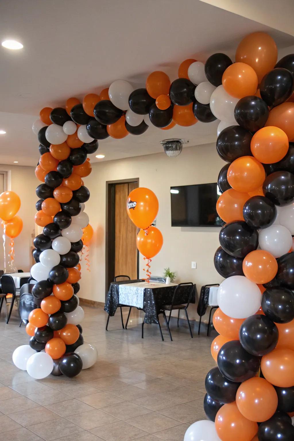 Add a pop of color with creatively arranged balloons.