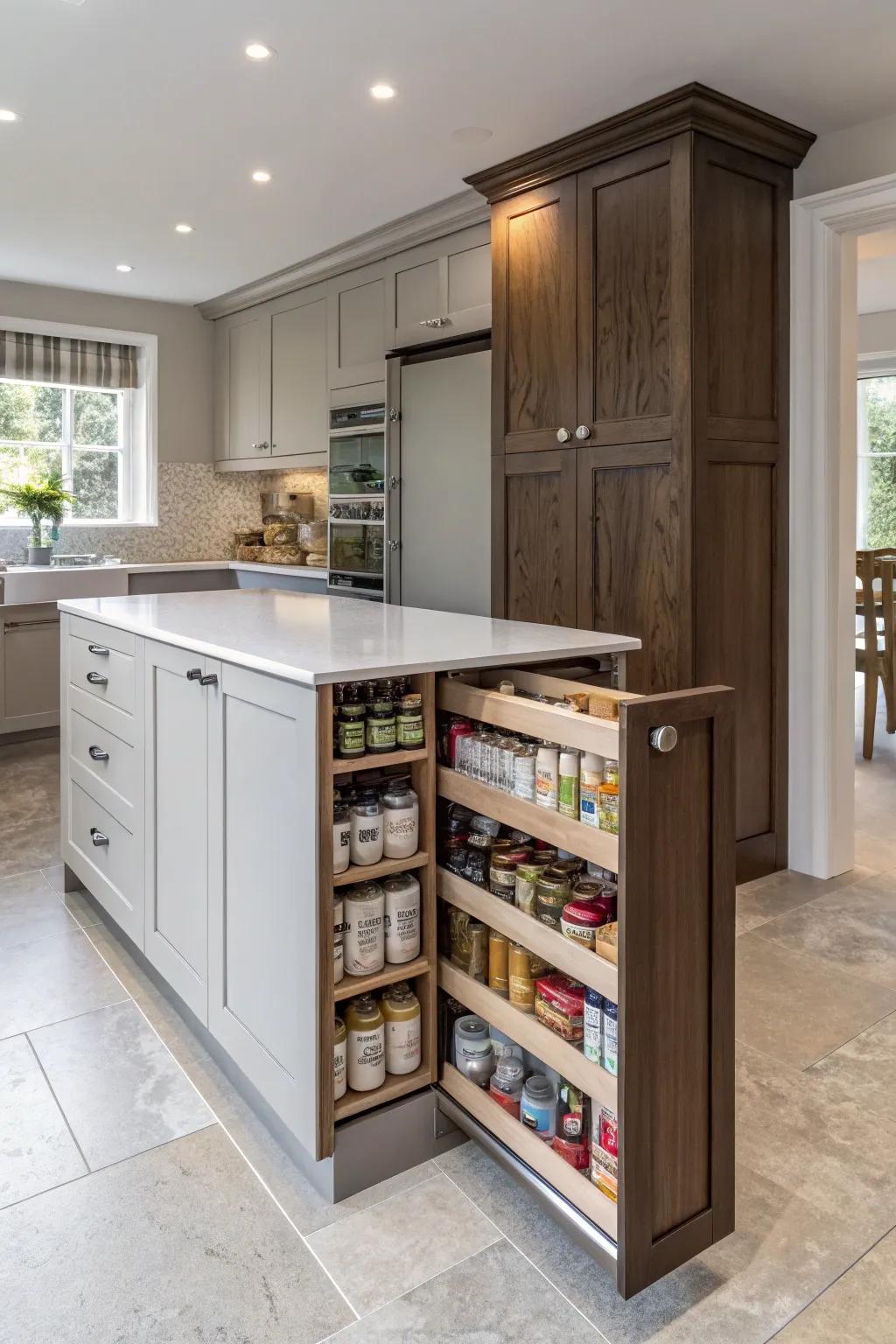 A kitchen island hiding a secret entrance