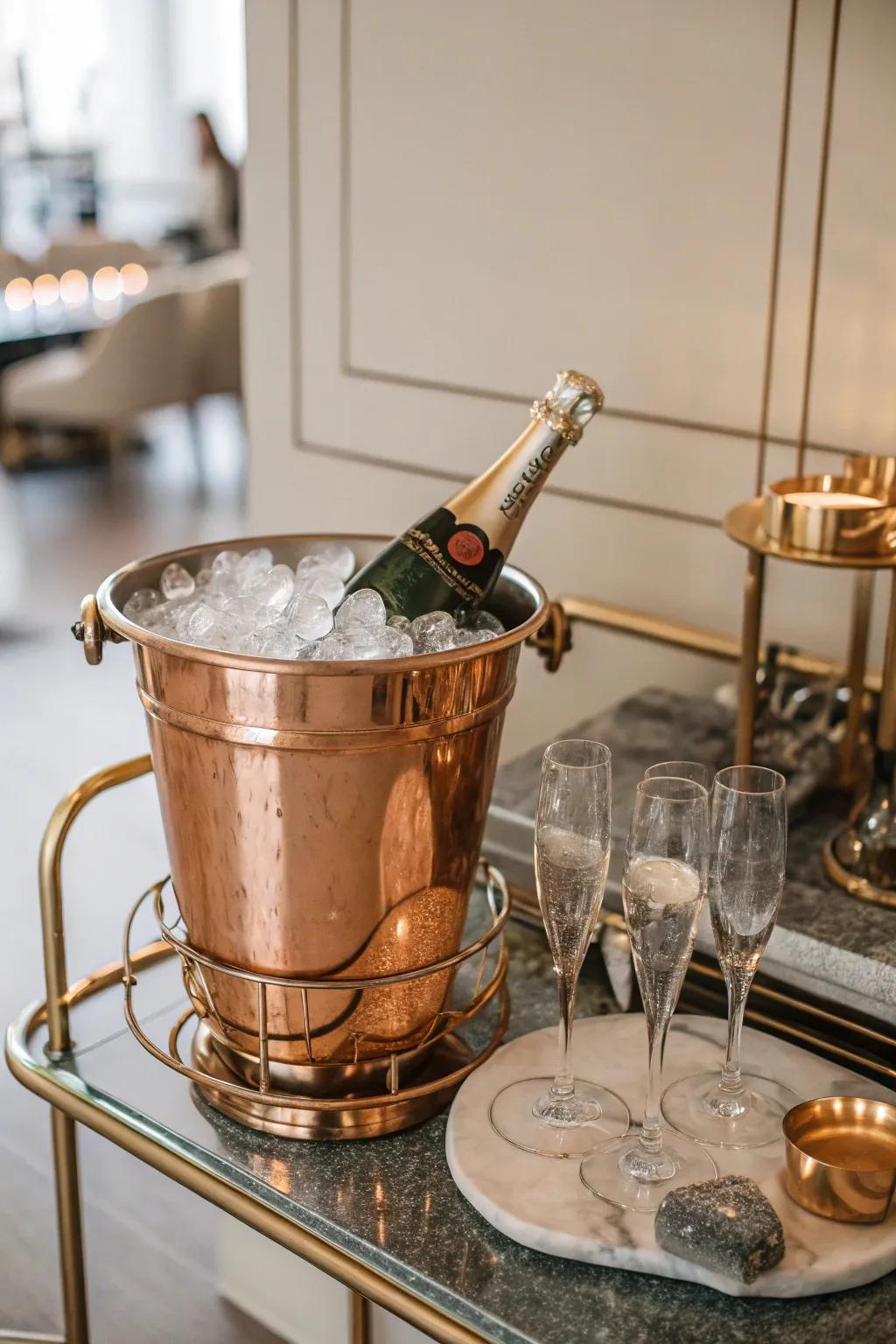 Chill your drinks in style with a classic copper ice bucket.