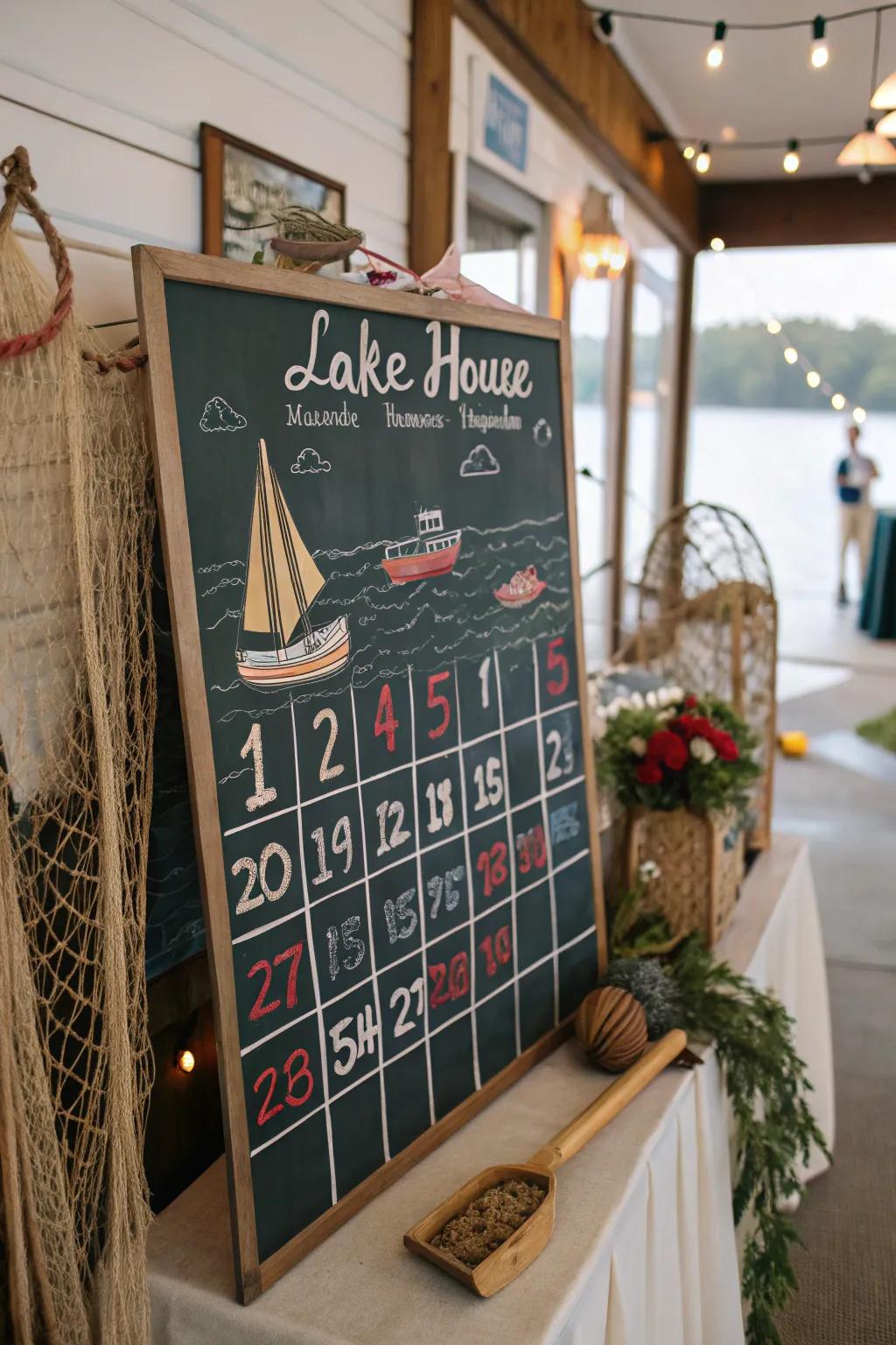 Enjoy lakeside serenity with a lake house retreat-themed calendar.