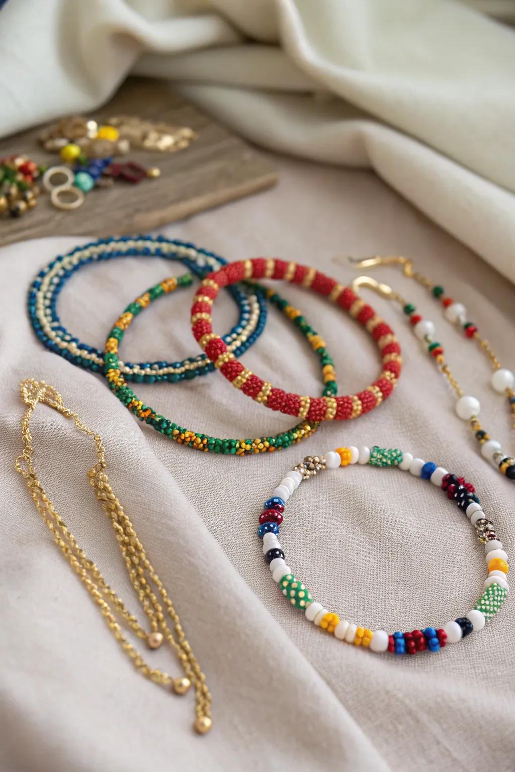 Handcrafted beaded jewelry that adds a personal touch to any outfit.