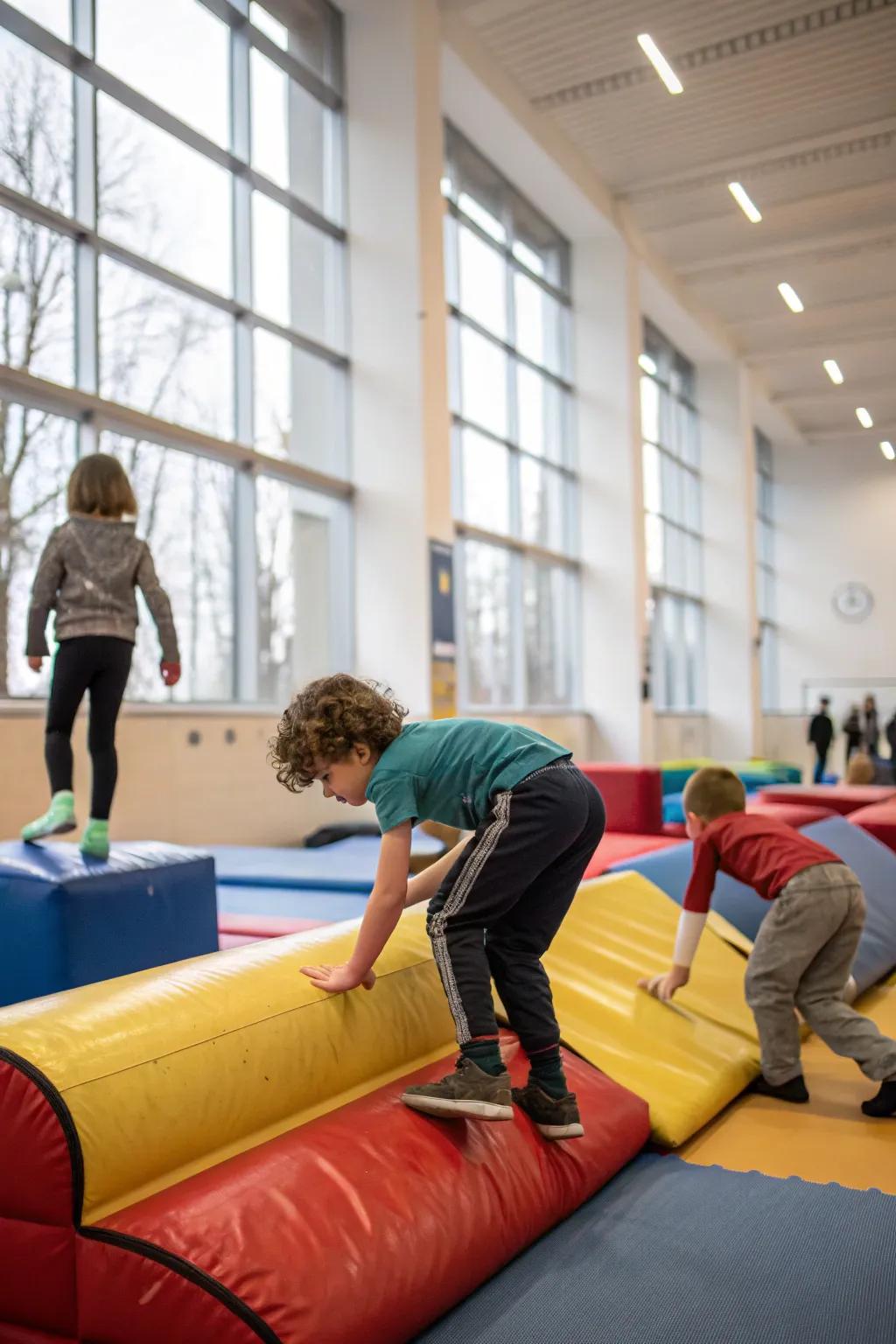 An exciting indoor obstacle course offering fun and challenges.