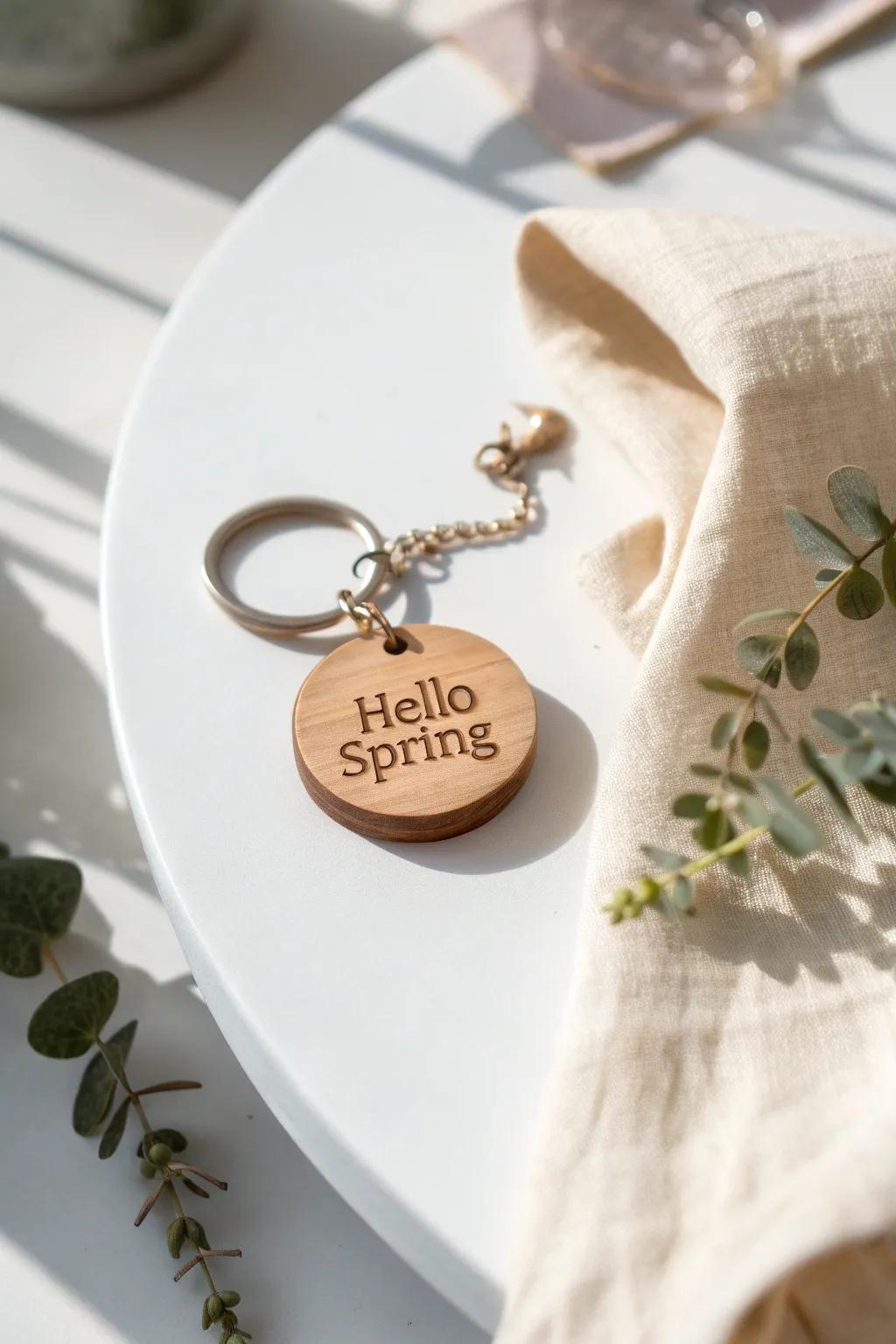 Embrace the season with a touch of elegance — a simple keychain that whispers 'Hello Spring'.