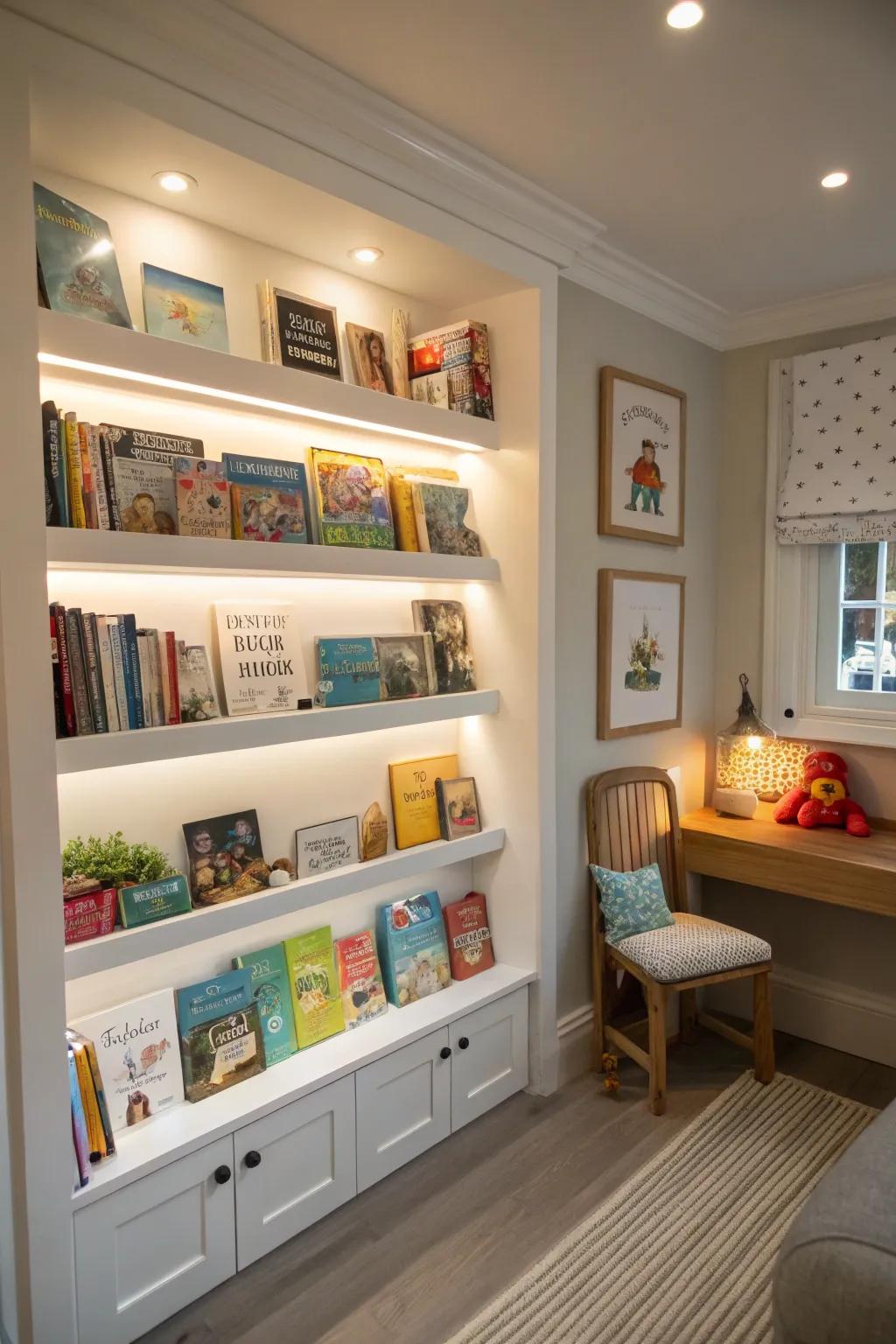 Alcove shelves create a bespoke and efficient book storage solution.