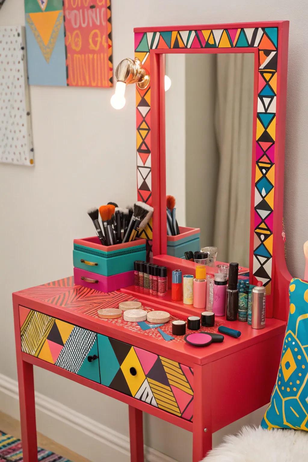 A pop of color adds personality and vibrancy to your vanity.