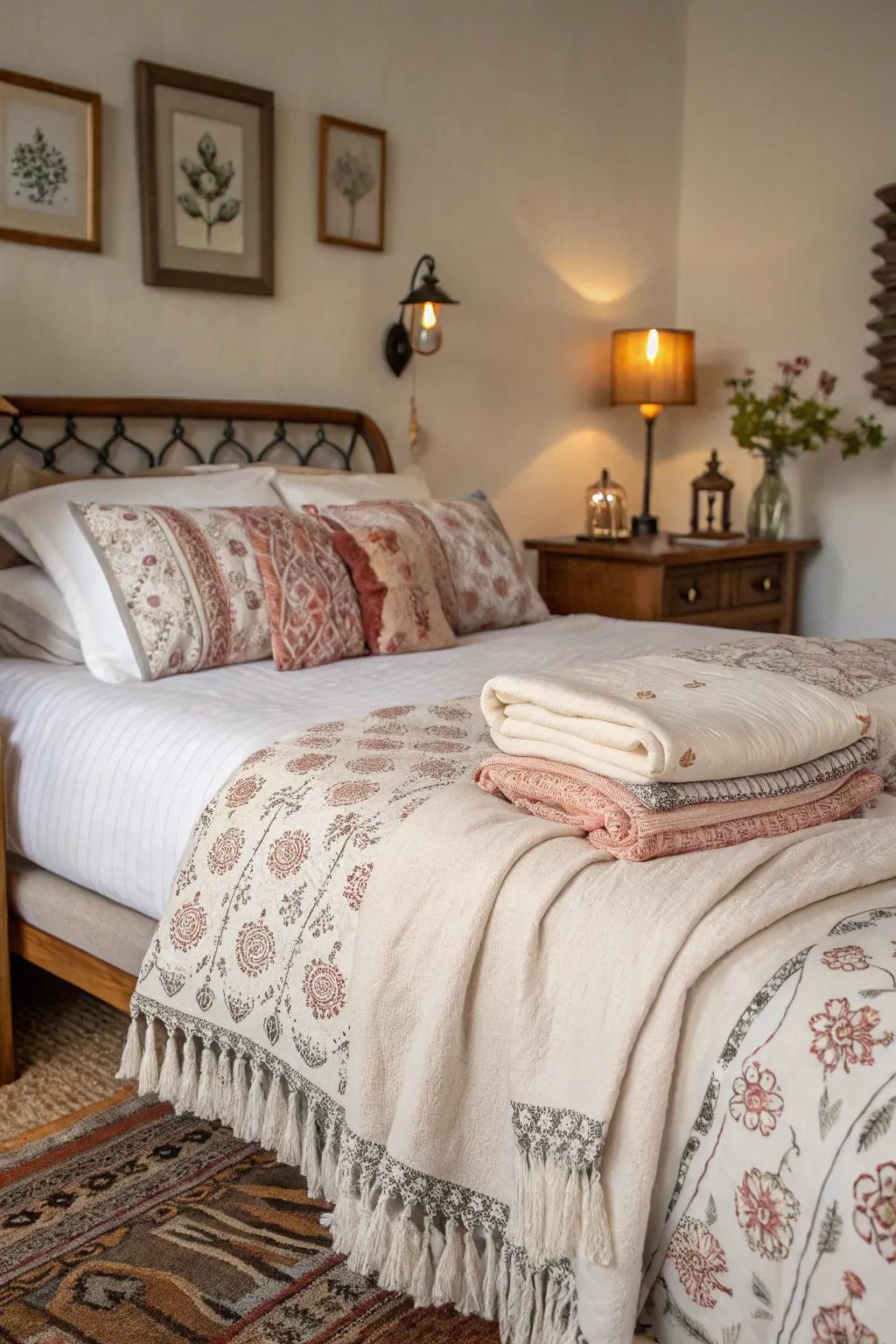 A harmonious blend of vintage charm and modern style in bedding.