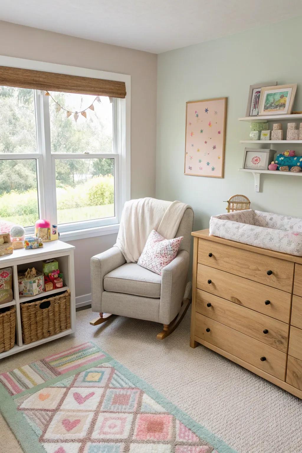 A well-balanced nursery corner that harmonizes form and function.