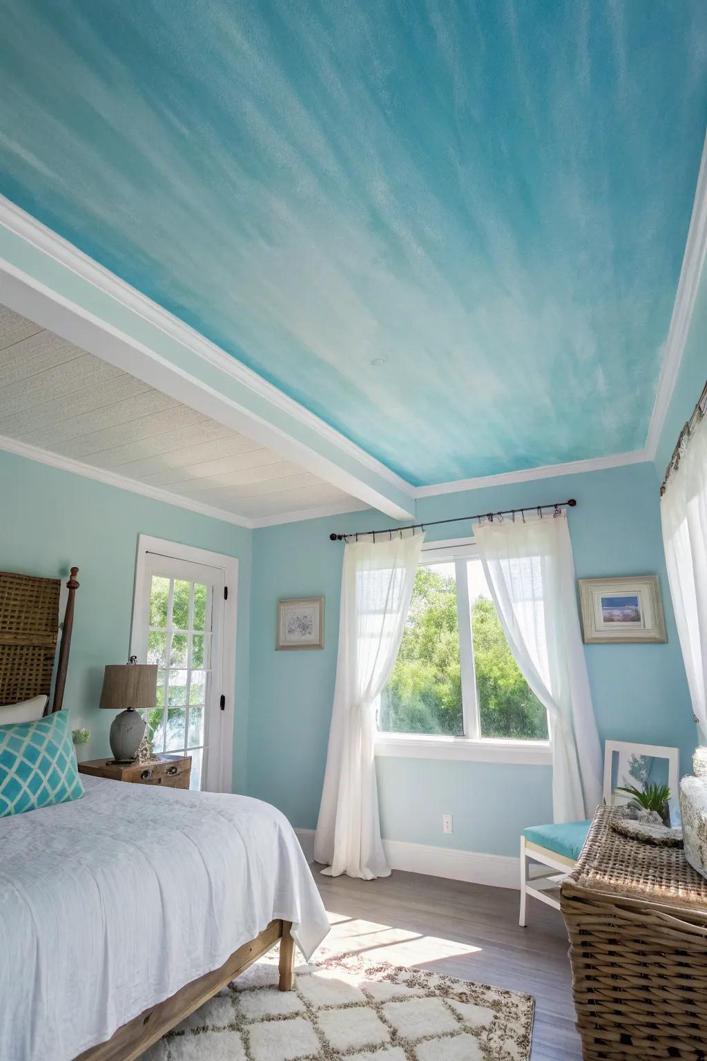 Look up to a sky-like ombre ceiling for a unique statement.