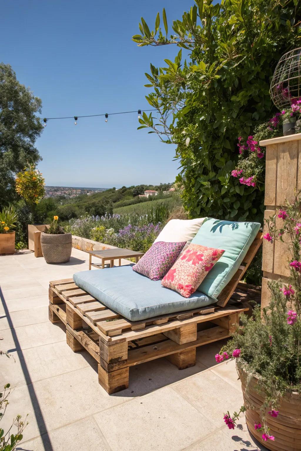 Soak up the sun on a pallet sun lounger.