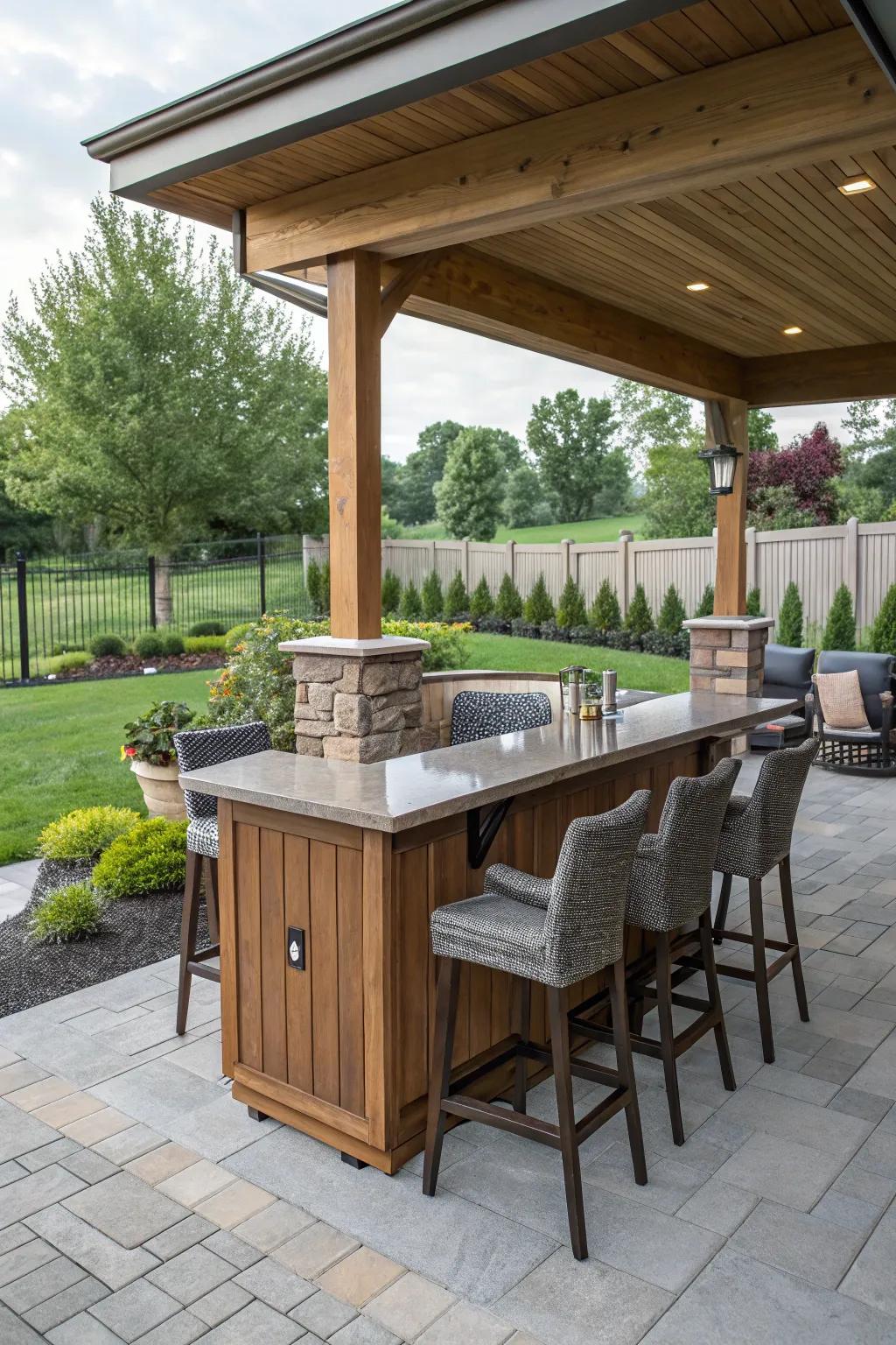 A bar area enhances your patio's entertainment potential.