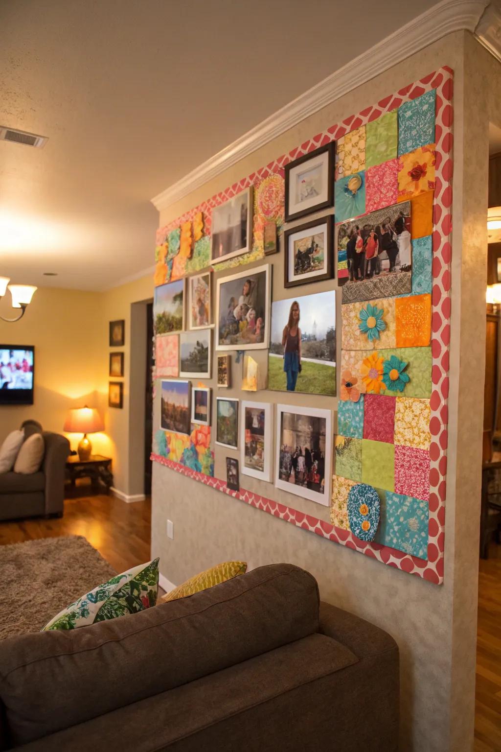 Display your memories with a colorful puffy paint collage.