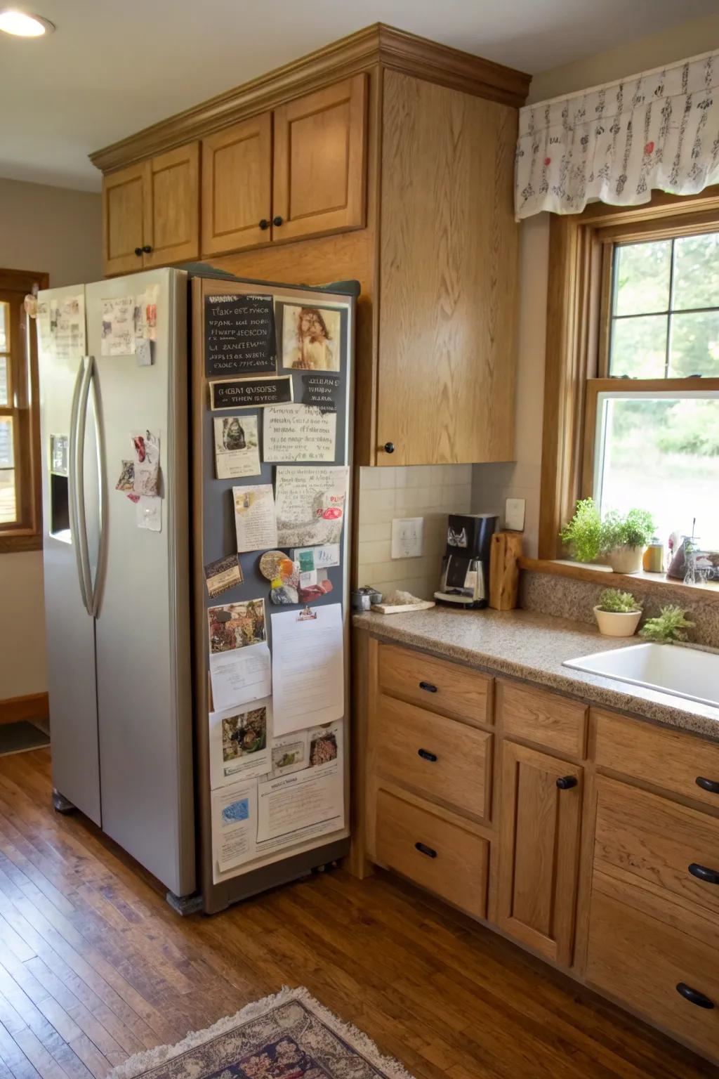 A message board helps keep your kitchen organized and interactive.