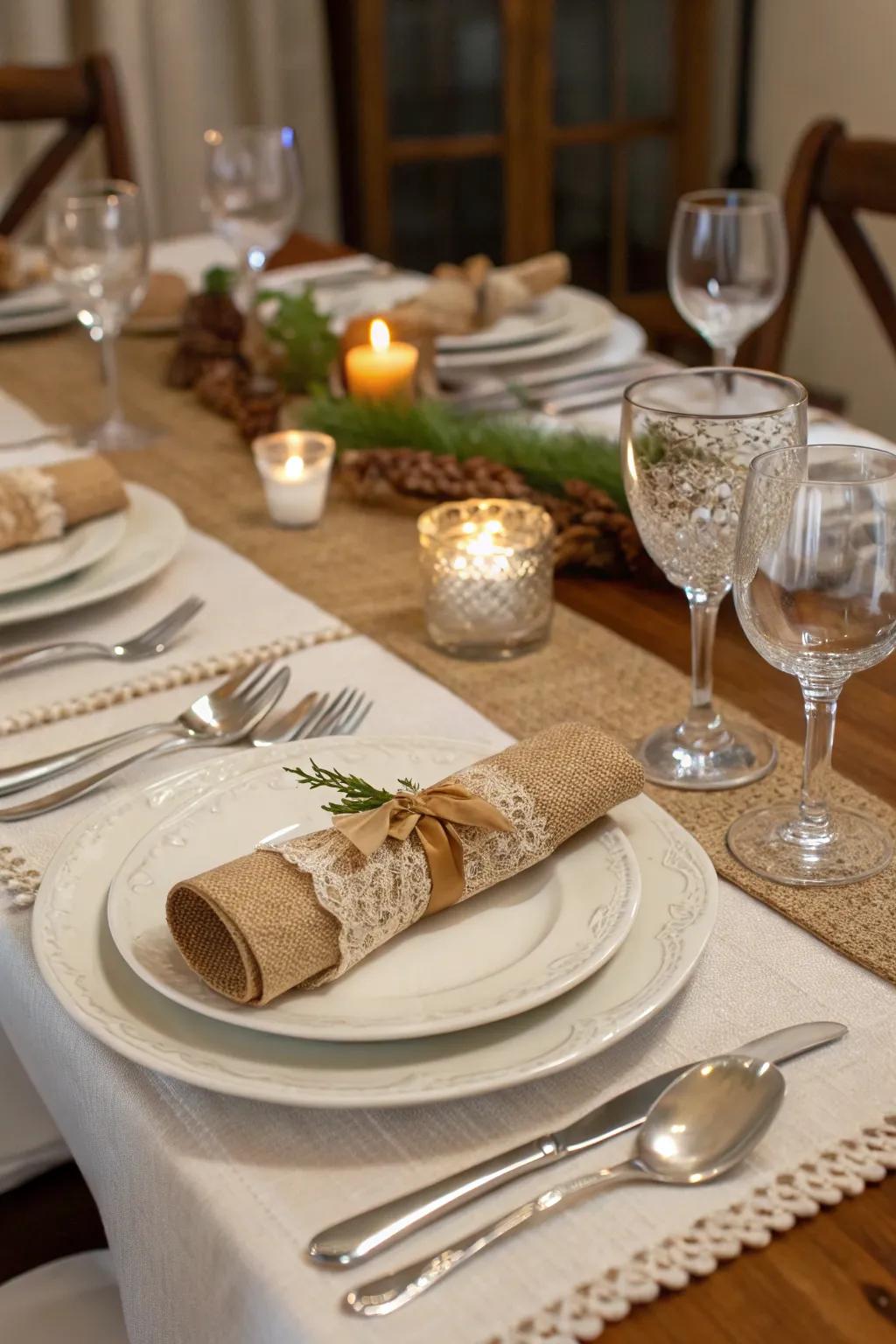 Personalize your table setting with custom napkin rings made from ribbons.