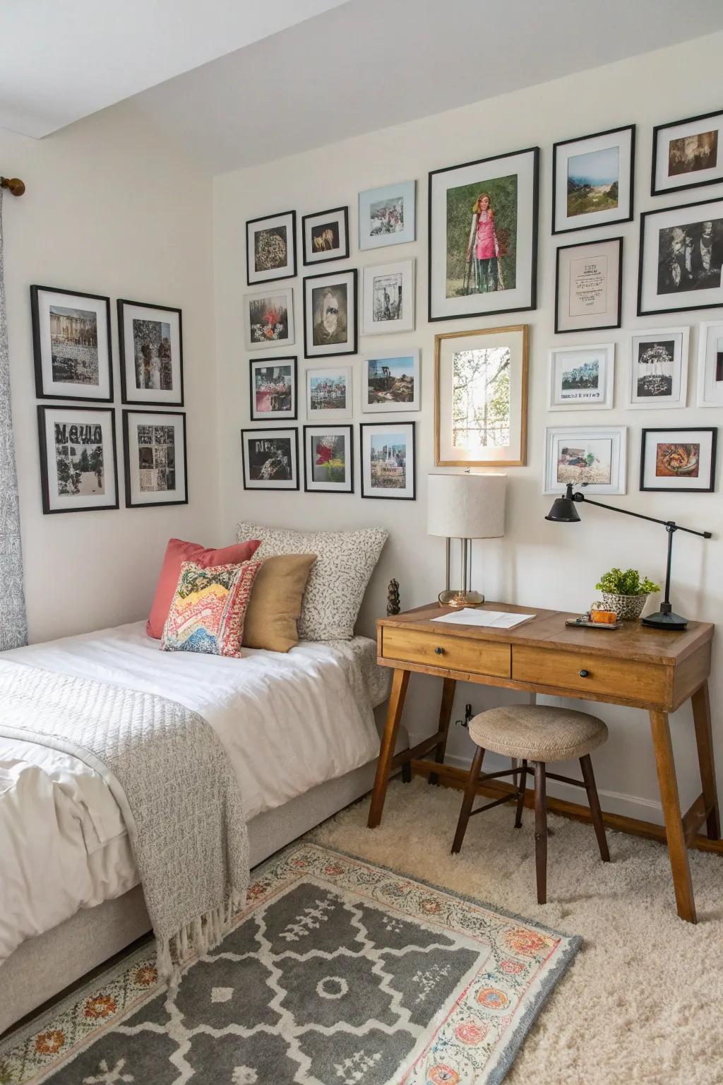 Personalized art adds a meaningful and unique touch to the room.